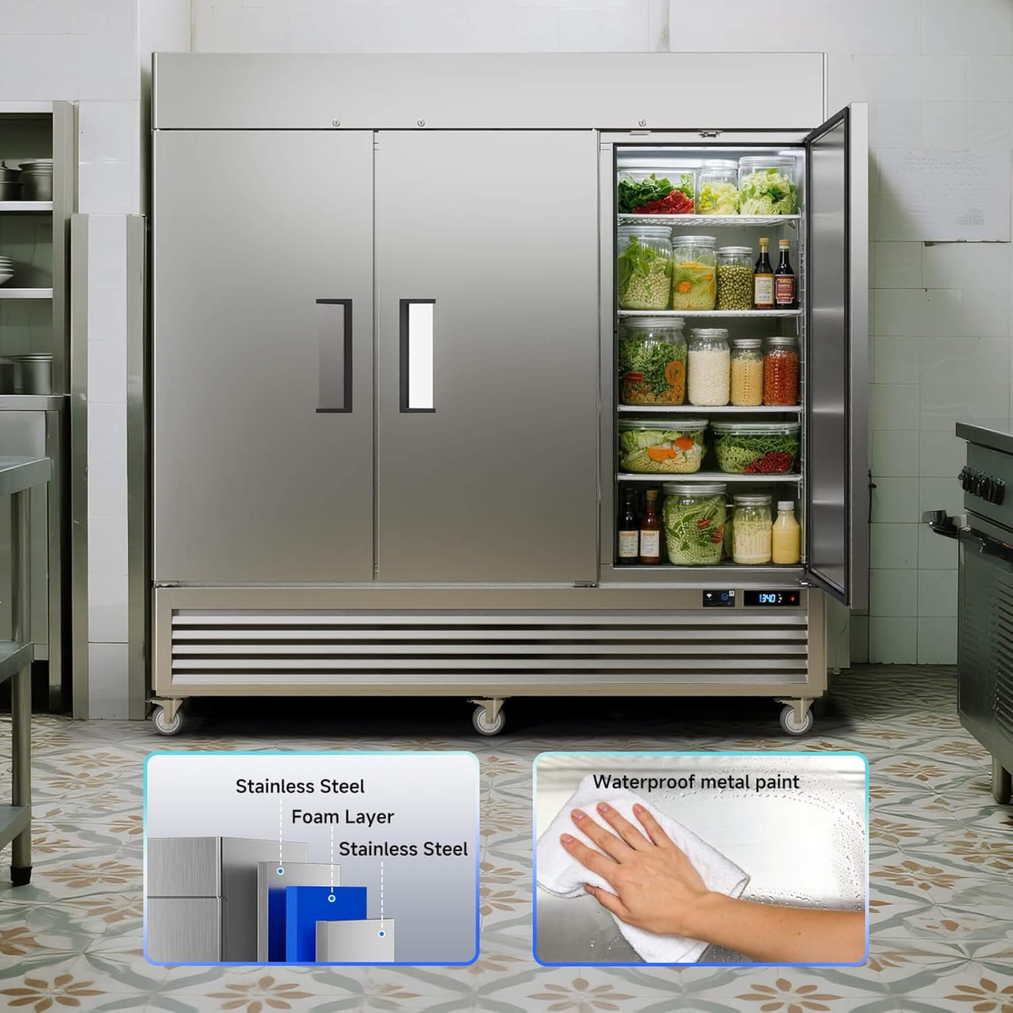 82-Inch Commercial 72 Cu.Ft 3-Door WiFi Refrigerator With Smart App Control (SAK58320)
