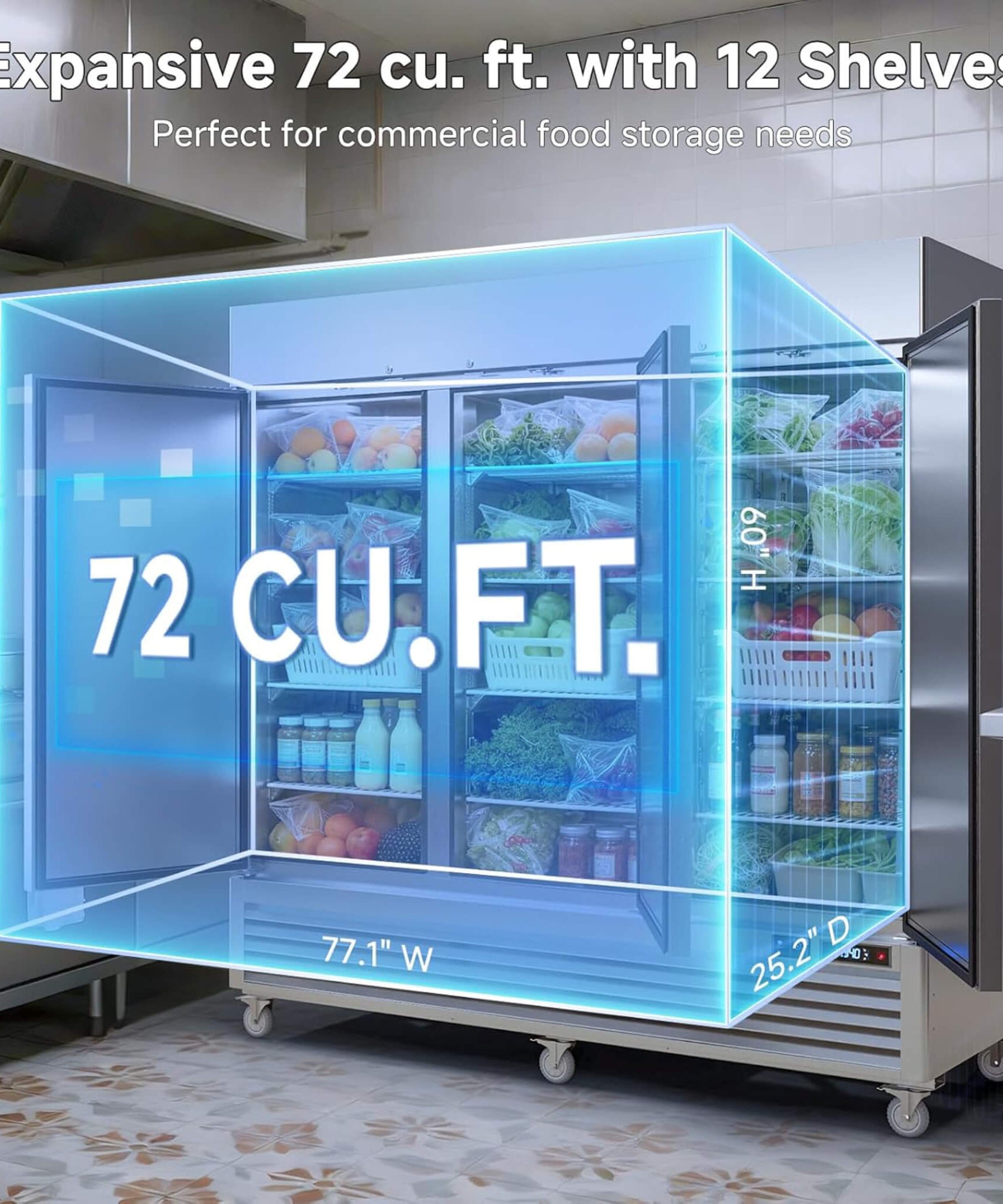 82-Inch Commercial 72 Cu.Ft 3-Door WiFi Refrigerator With Smart App Control (SAK58320)