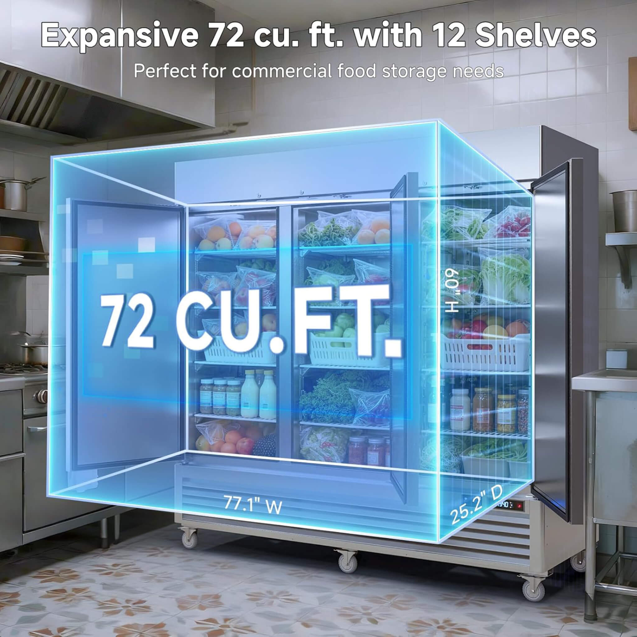 82-Inch Commercial 72 Cu.Ft 3-Door WiFi Refrigerator With Smart App Control (SAK58320)