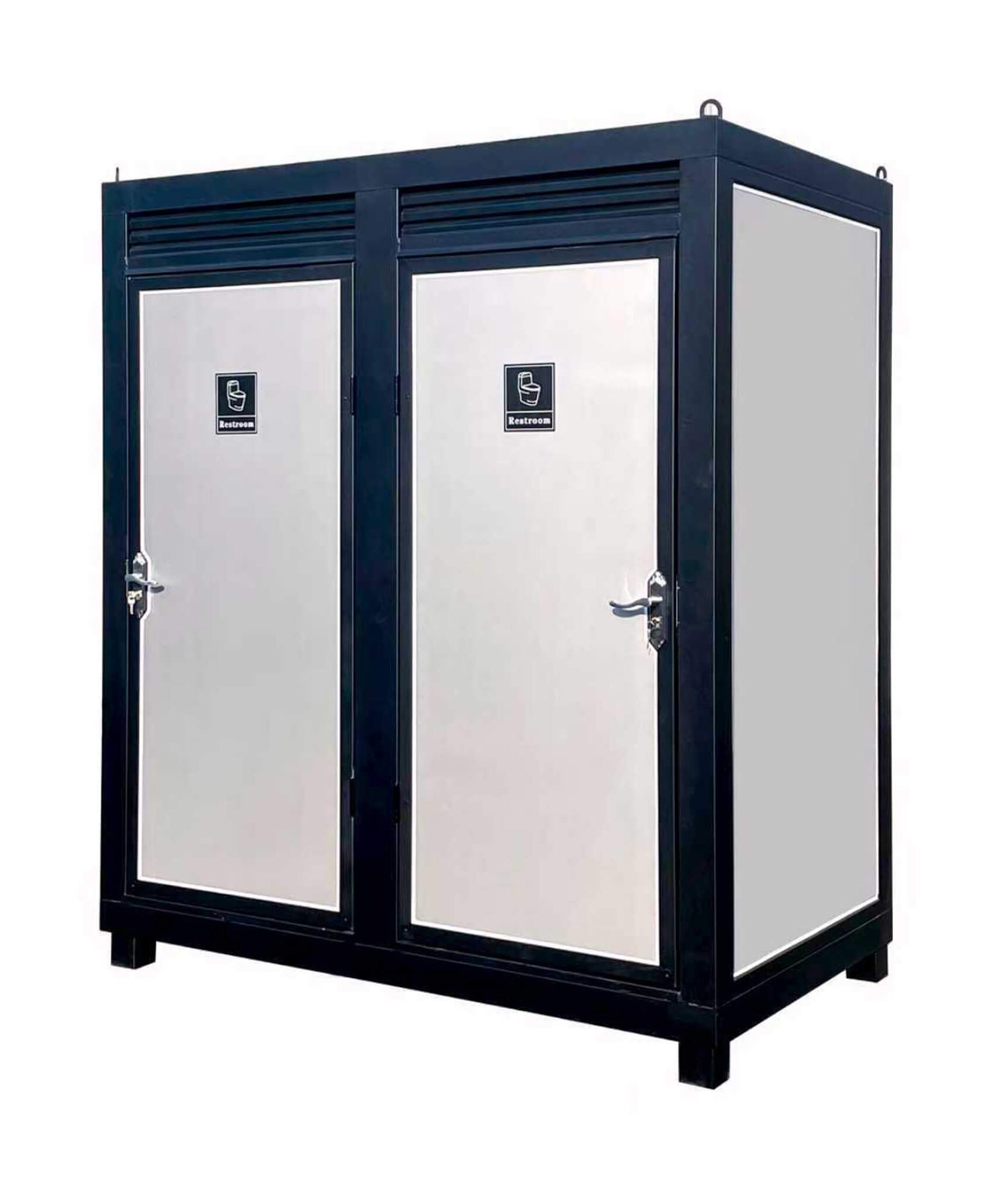 82-Inch Two-Person Portable Outdoor Toilet Cabin With Light, Sink And Fan (SAK50123)