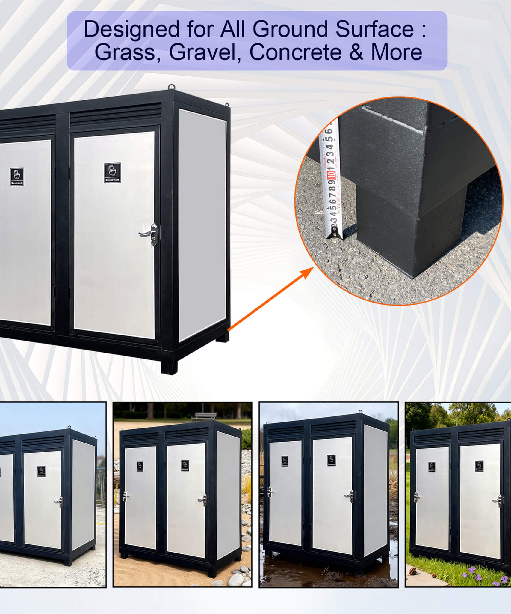 82-Inch Two-Person Portable Outdoor Toilet Cabin With Light, Sink And Fan (SAK50123)