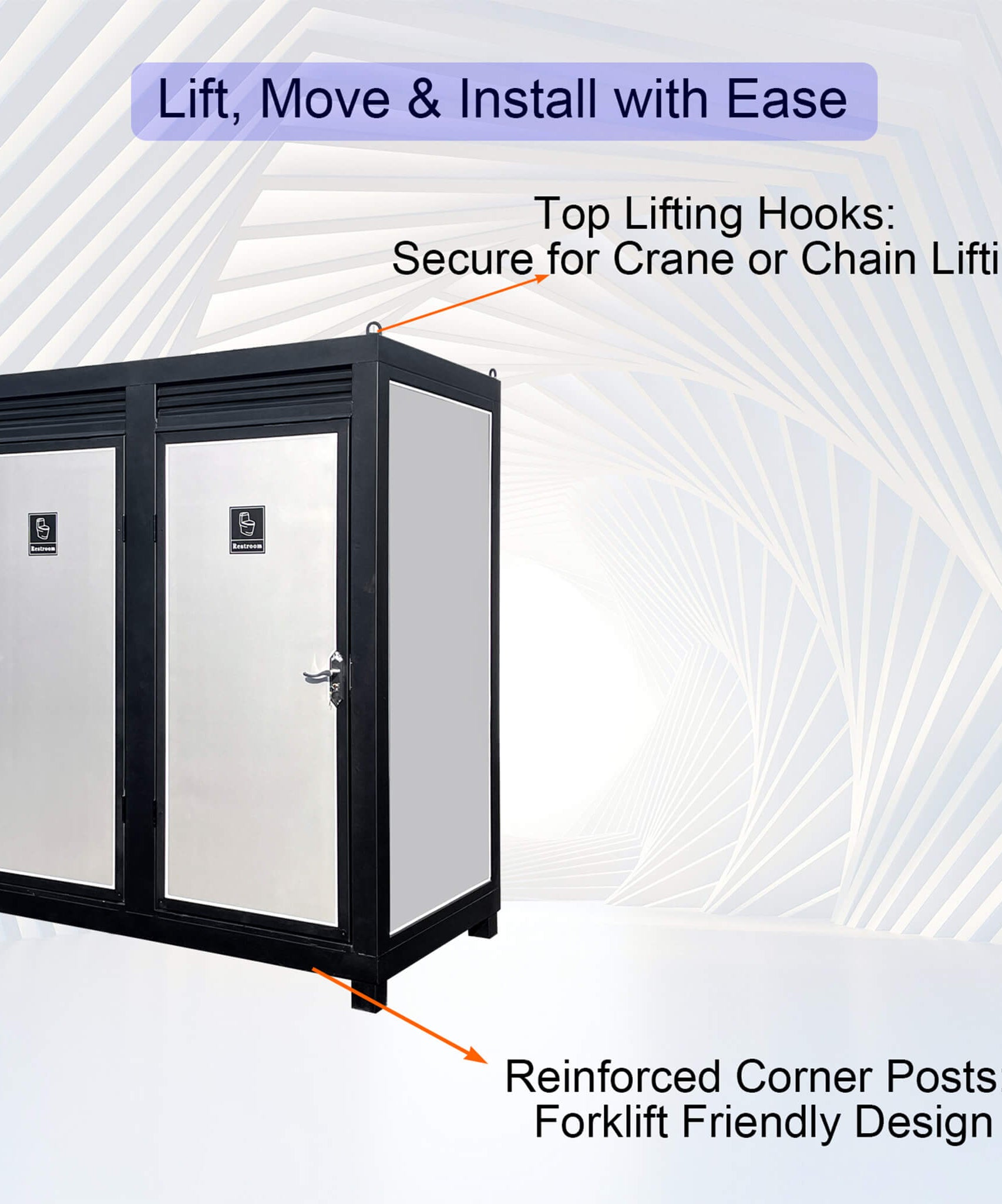 82-Inch Two-Person Portable Outdoor Toilet Cabin With Light, Sink And Fan (SAK50123)