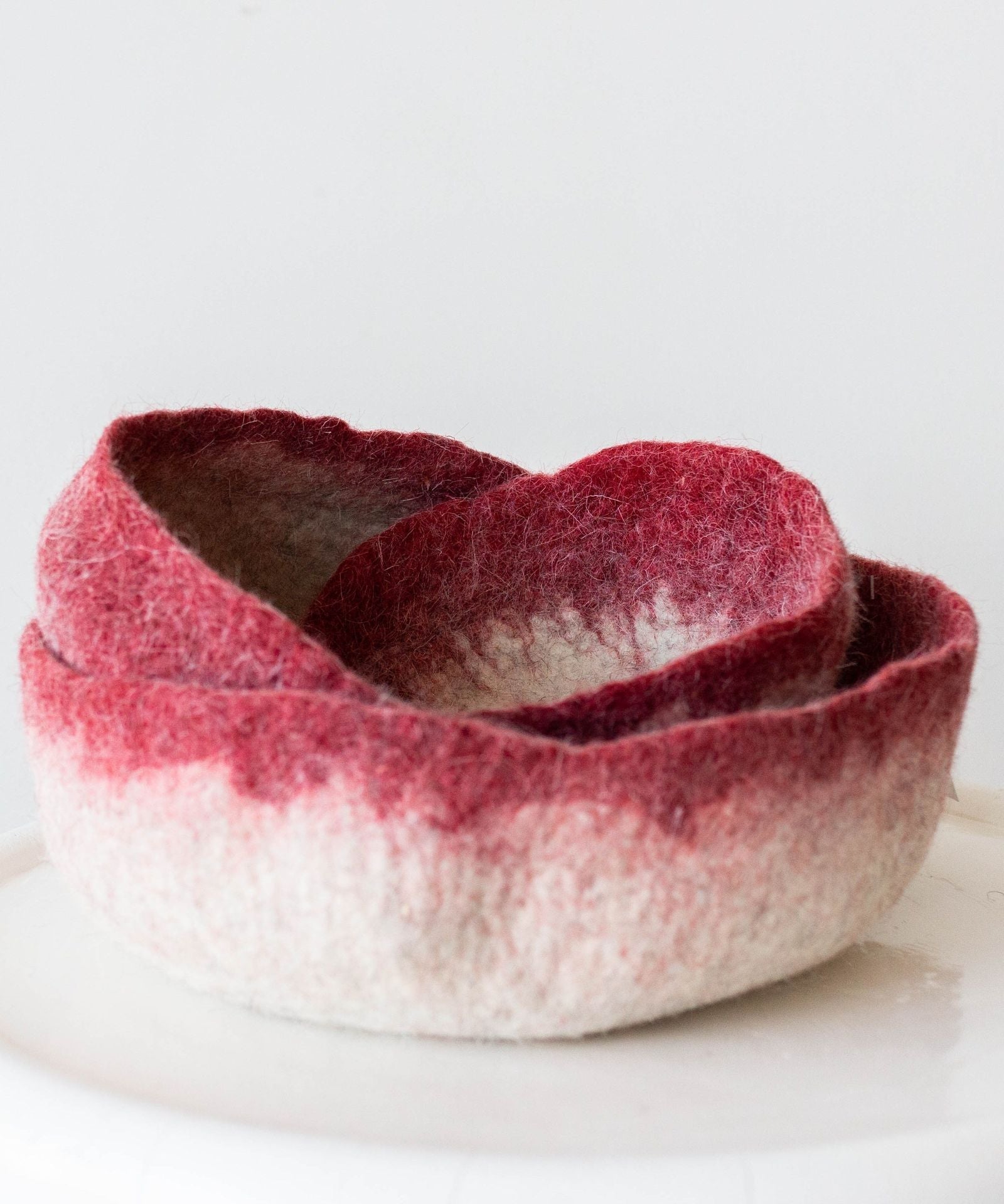 Berry Red Decorative Wool Nesting Bowls