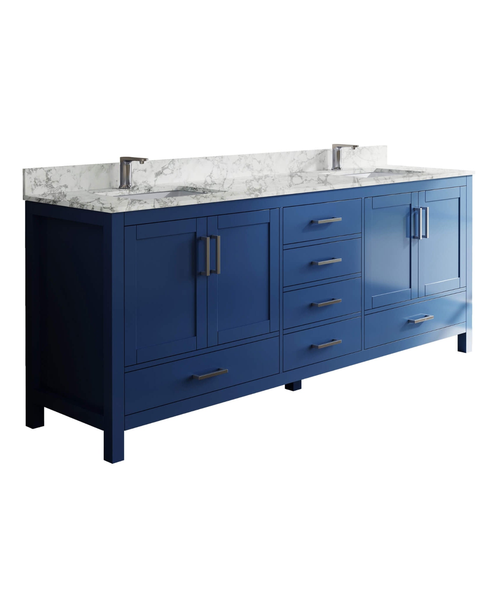 Nuvia 83-Inch Blue Modern Double Sink Freestanding Bathroom Vanity (SAK13972)