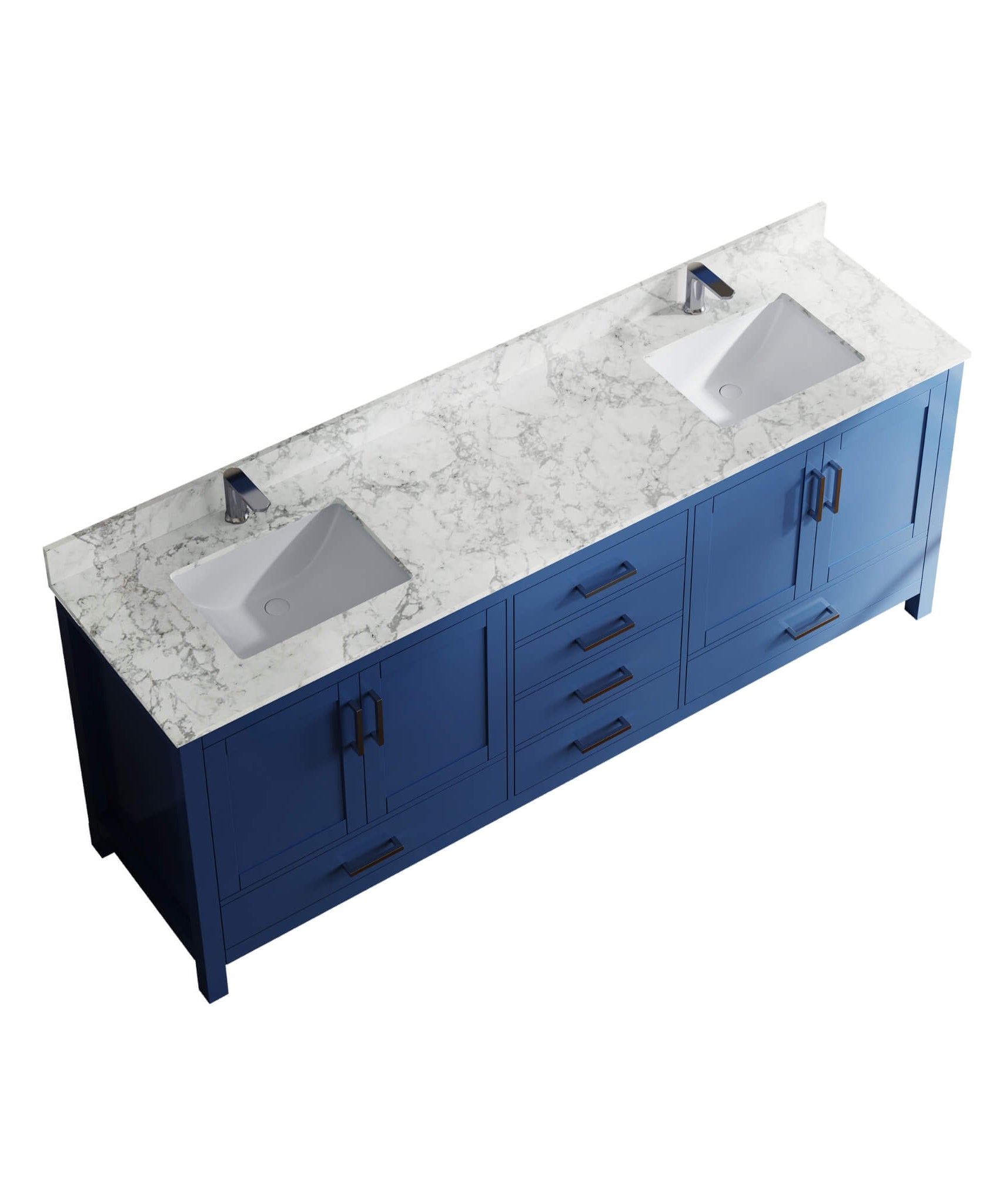 Nuvia 83-Inch Blue Modern Double Sink Freestanding Bathroom Vanity (SAK13972)
