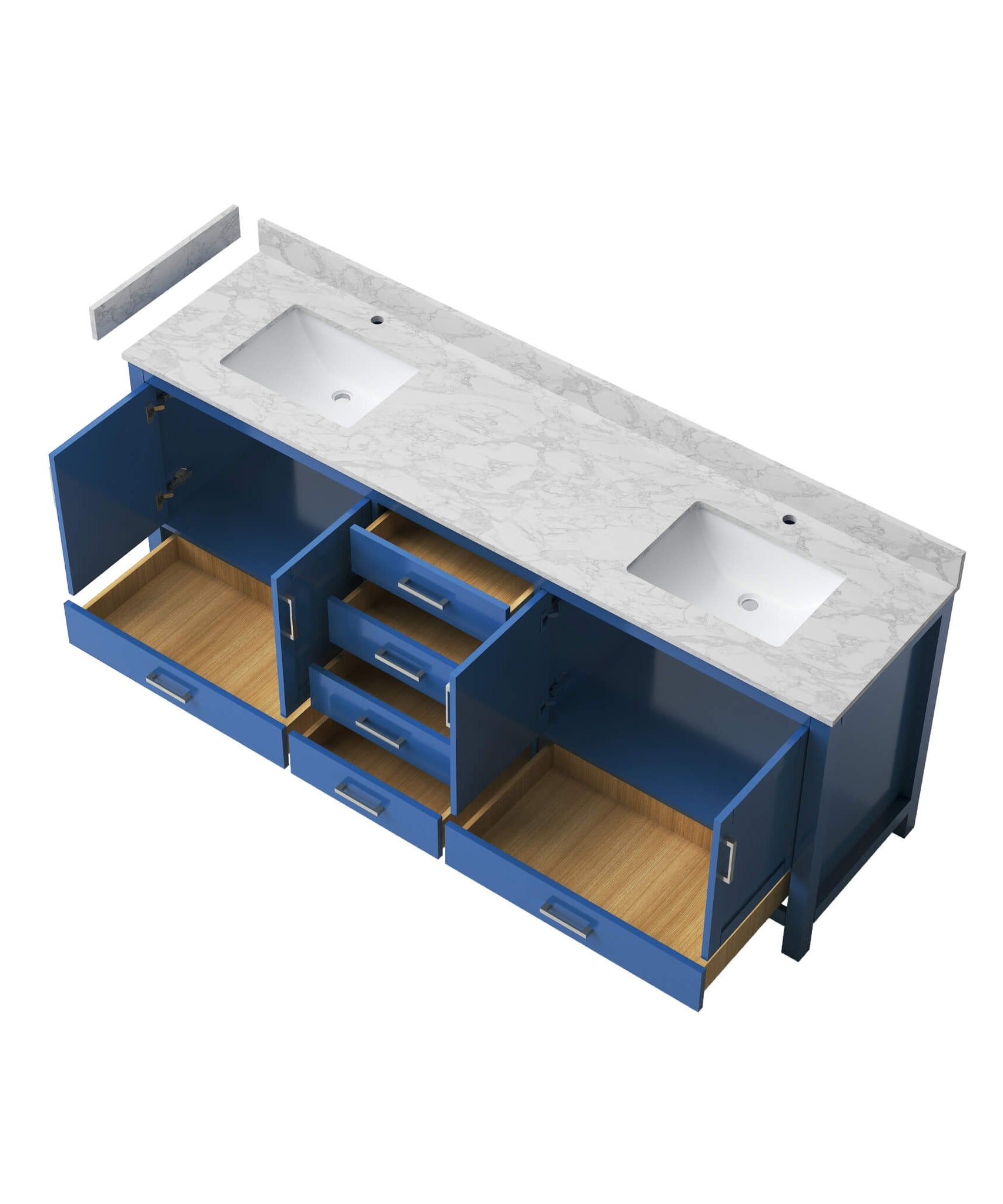Nuvia 83-Inch Blue Modern Double Sink Freestanding Bathroom Vanity (SAK13972)