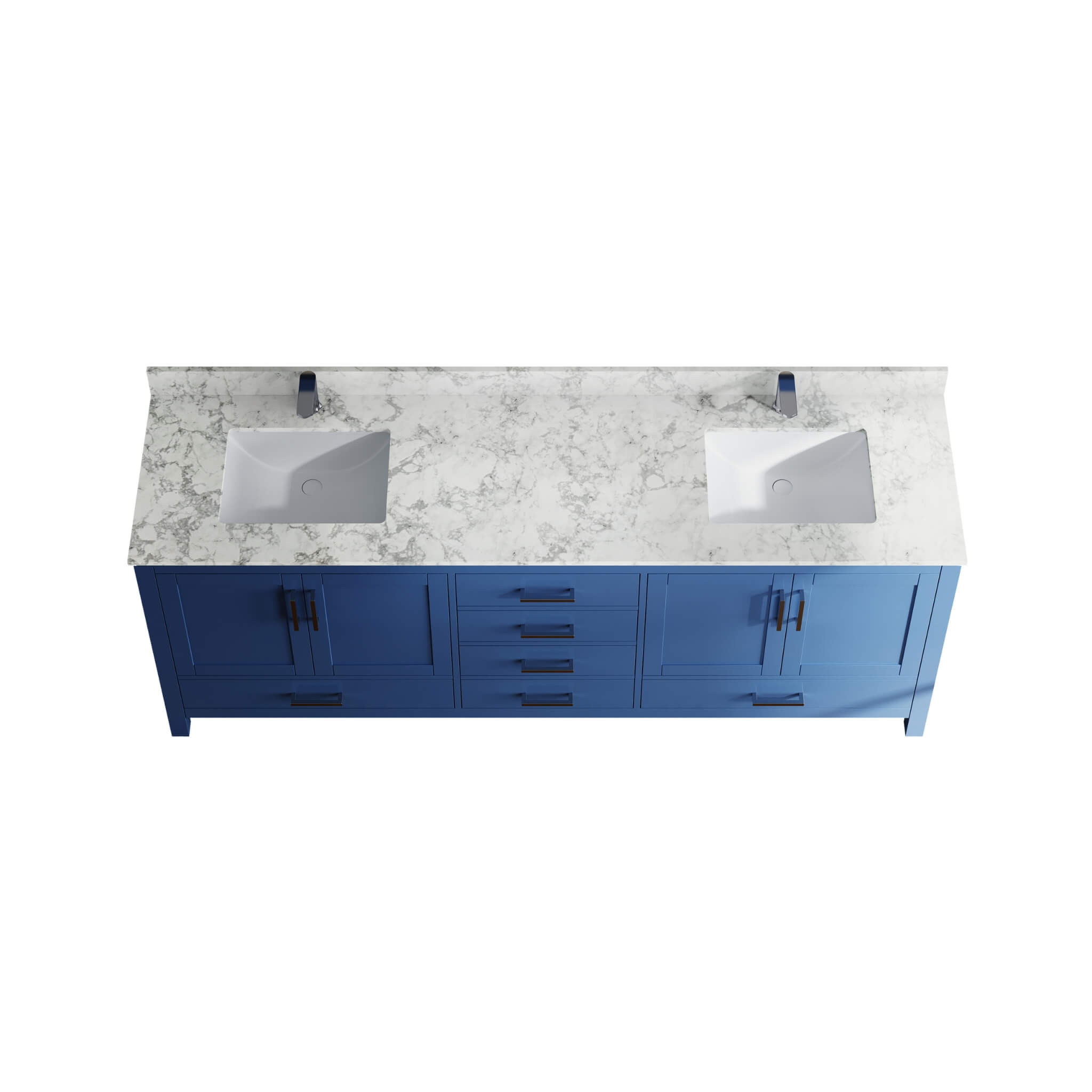 Nuvia 83-Inch Blue Modern Double Sink Freestanding Bathroom Vanity (SAK13972)
