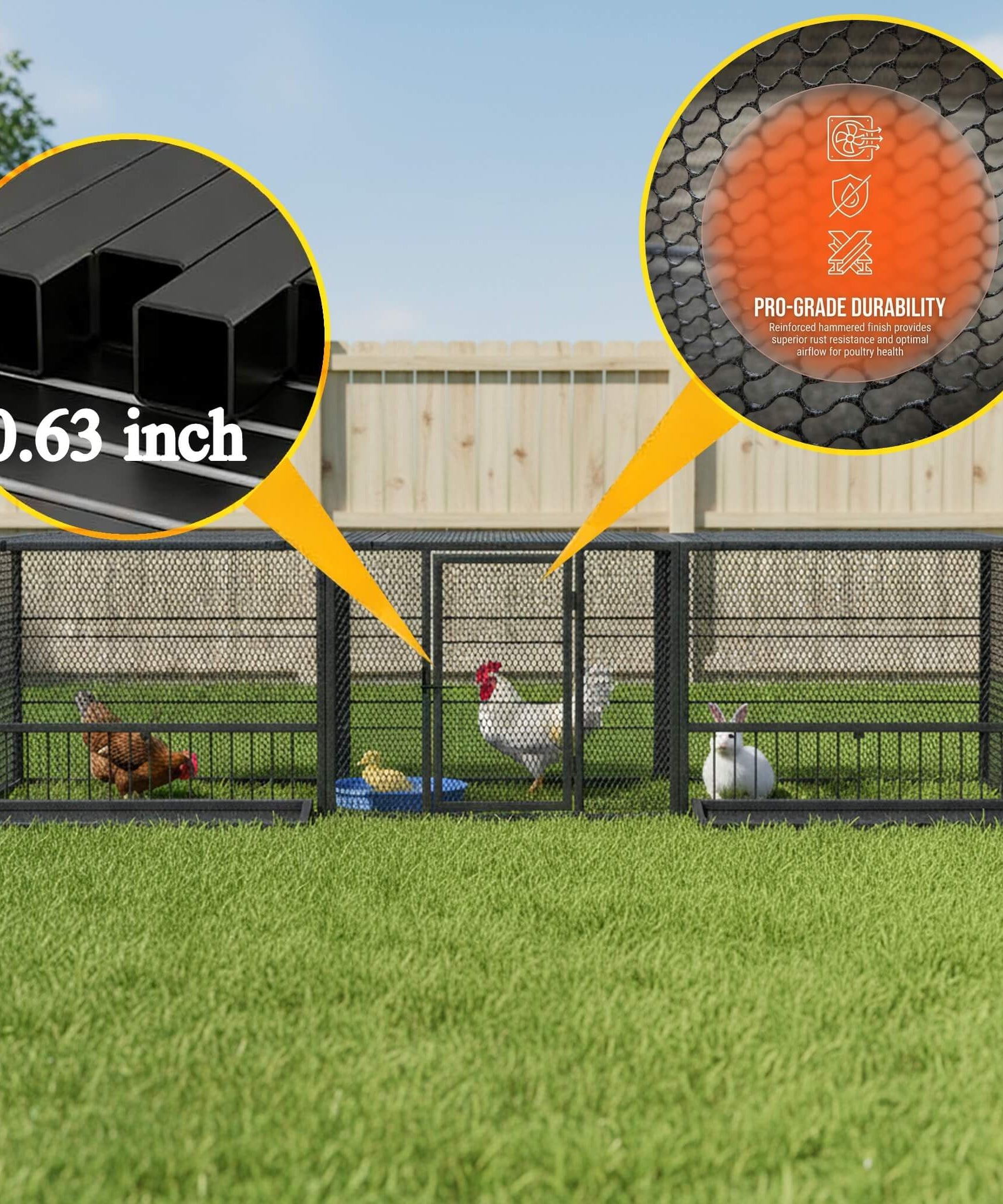 83-Inch Heavy-Duty Outdoor Metal Chicken Coop (SAK24679)