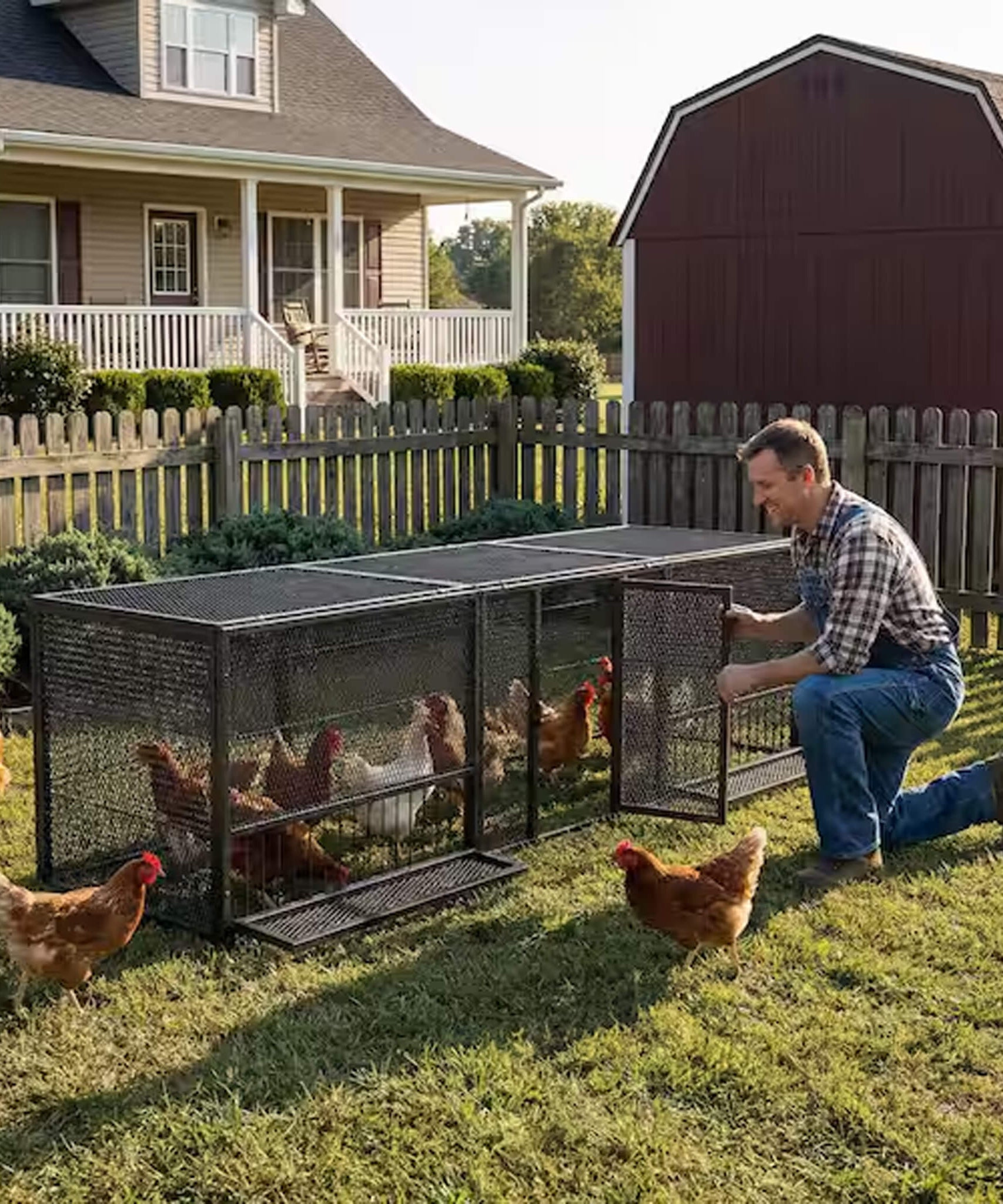 83-Inch Heavy-Duty Outdoor Metal Chicken Coop (SAK24679)