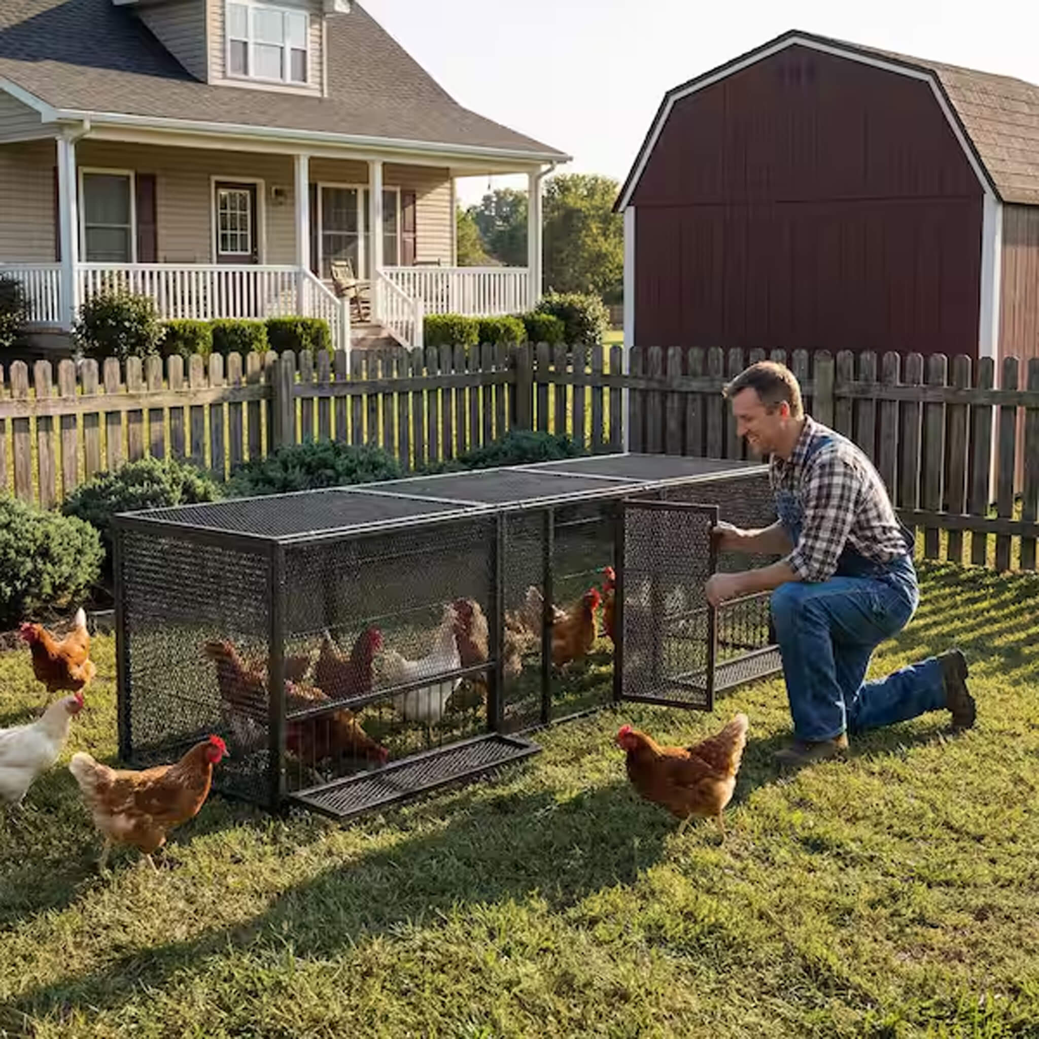 83-Inch Heavy-Duty Outdoor Metal Chicken Coop (SAK24679)