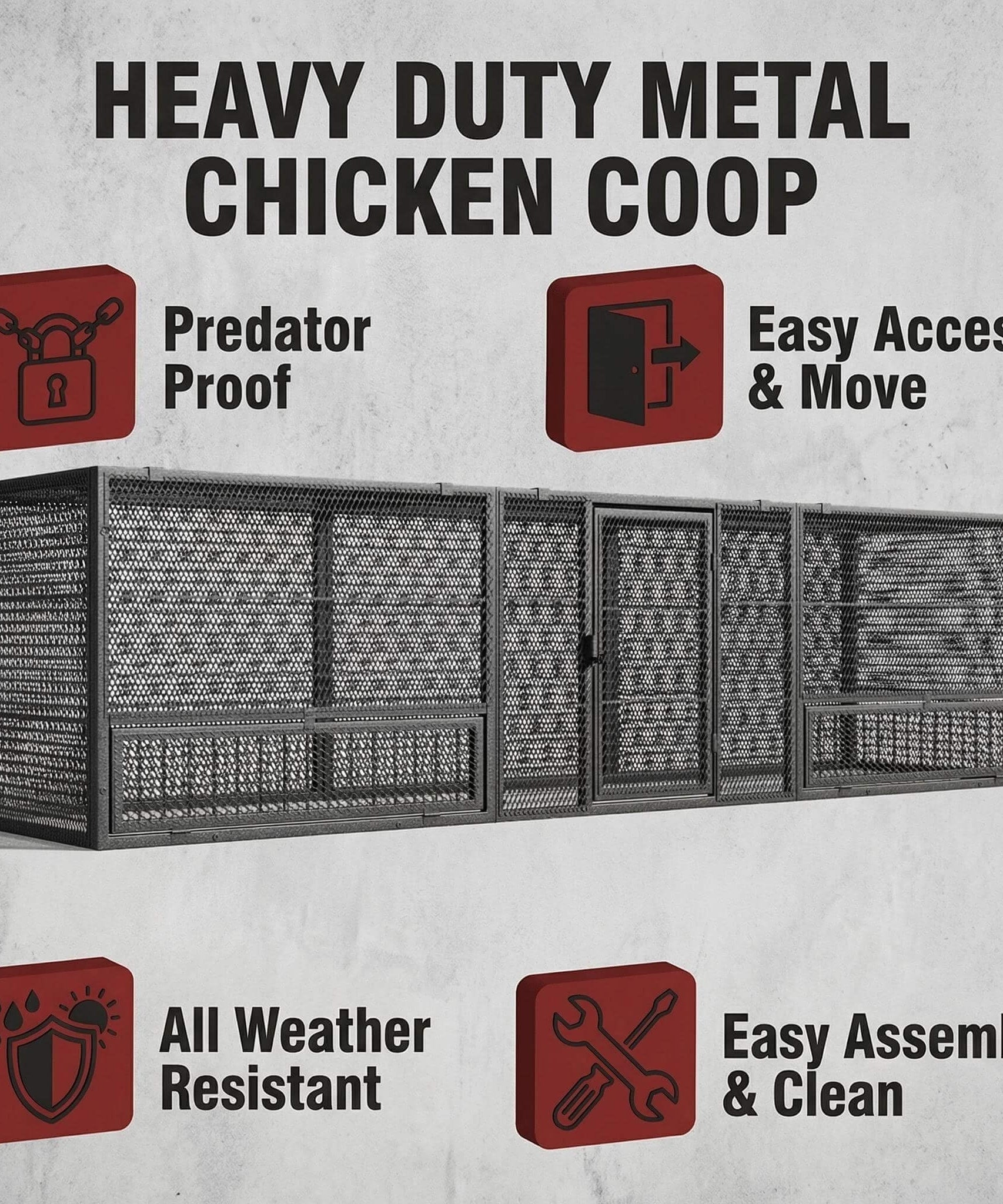 83-Inch Heavy-Duty Outdoor Metal Chicken Coop (SAK24679)