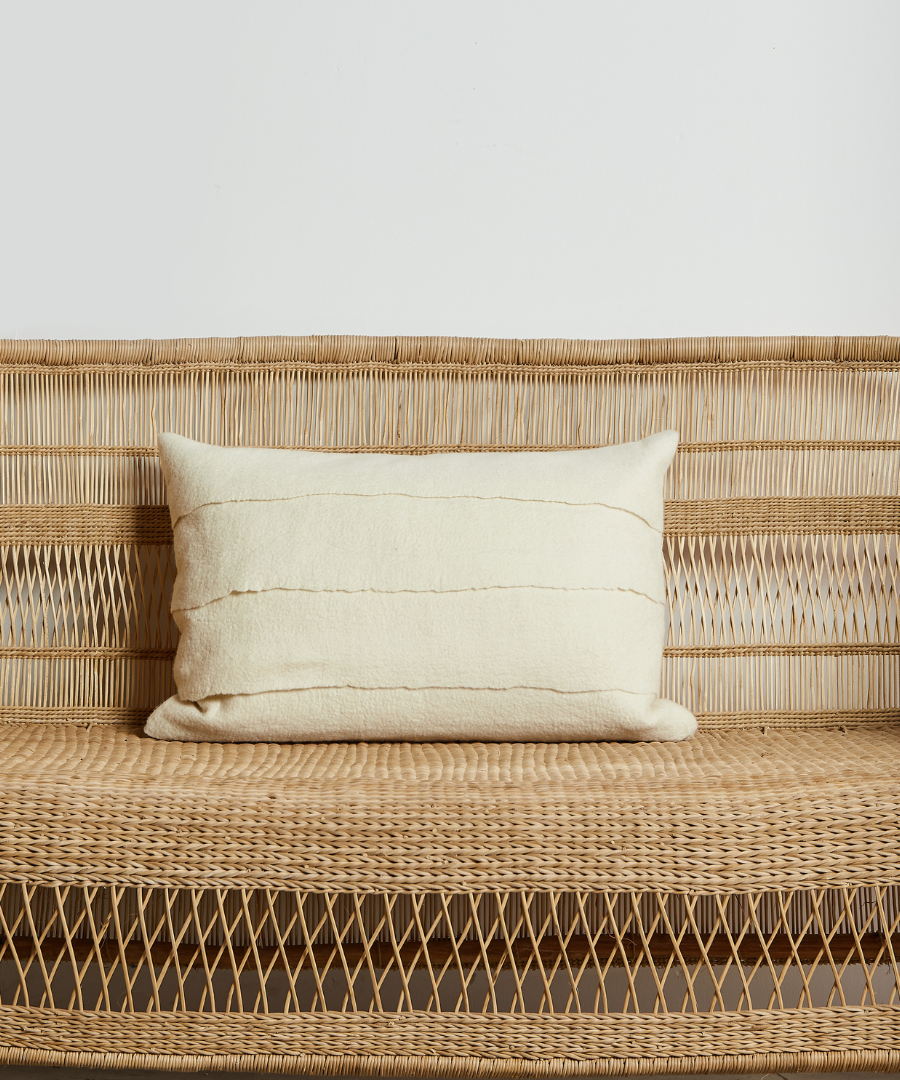Layered Hand-Felted Merino Wool Throw Pillow