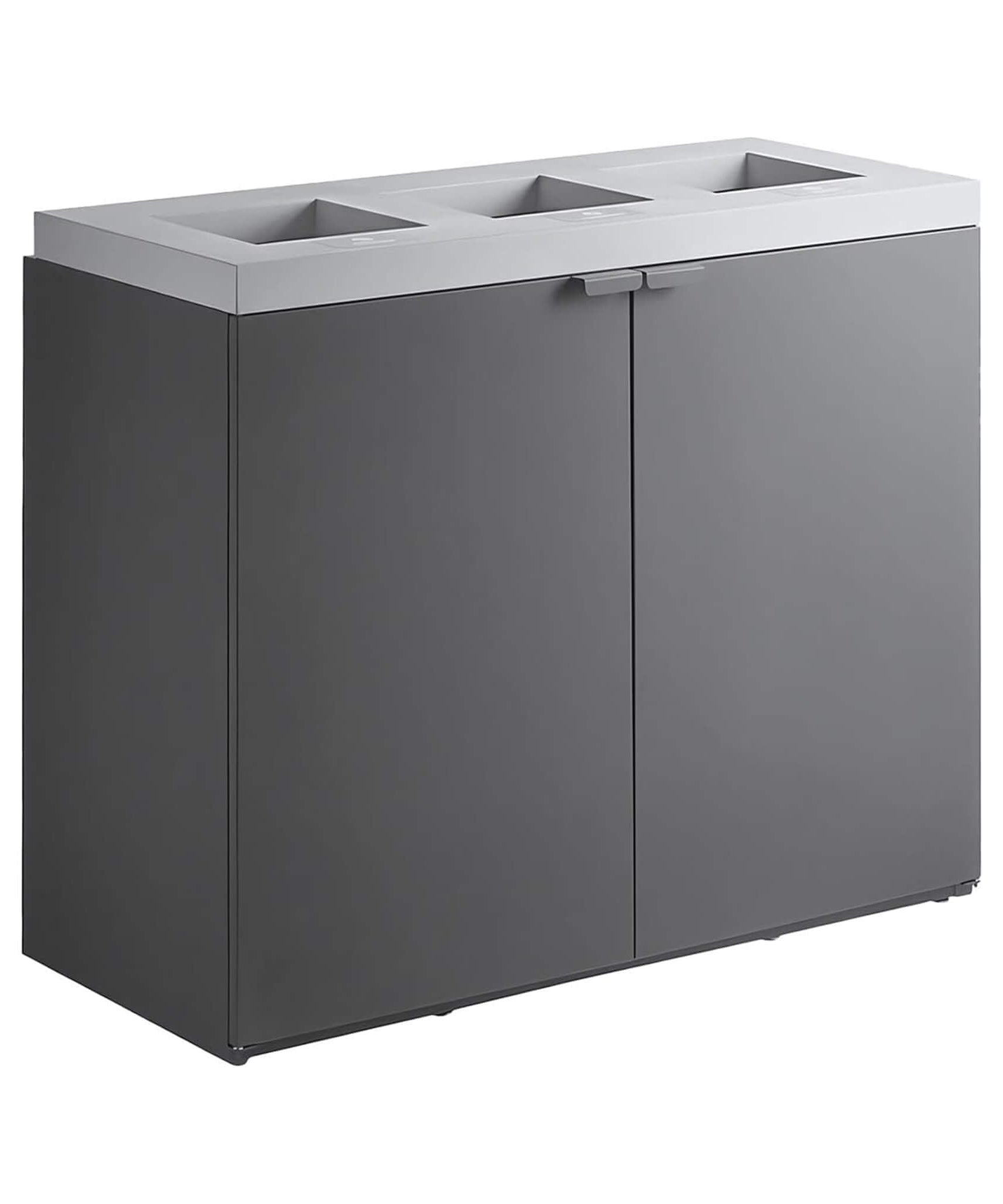 86-Gallon Heavy-Duty Commercial Steel Three-Stream Trash Can Cabinet (SAK80591)