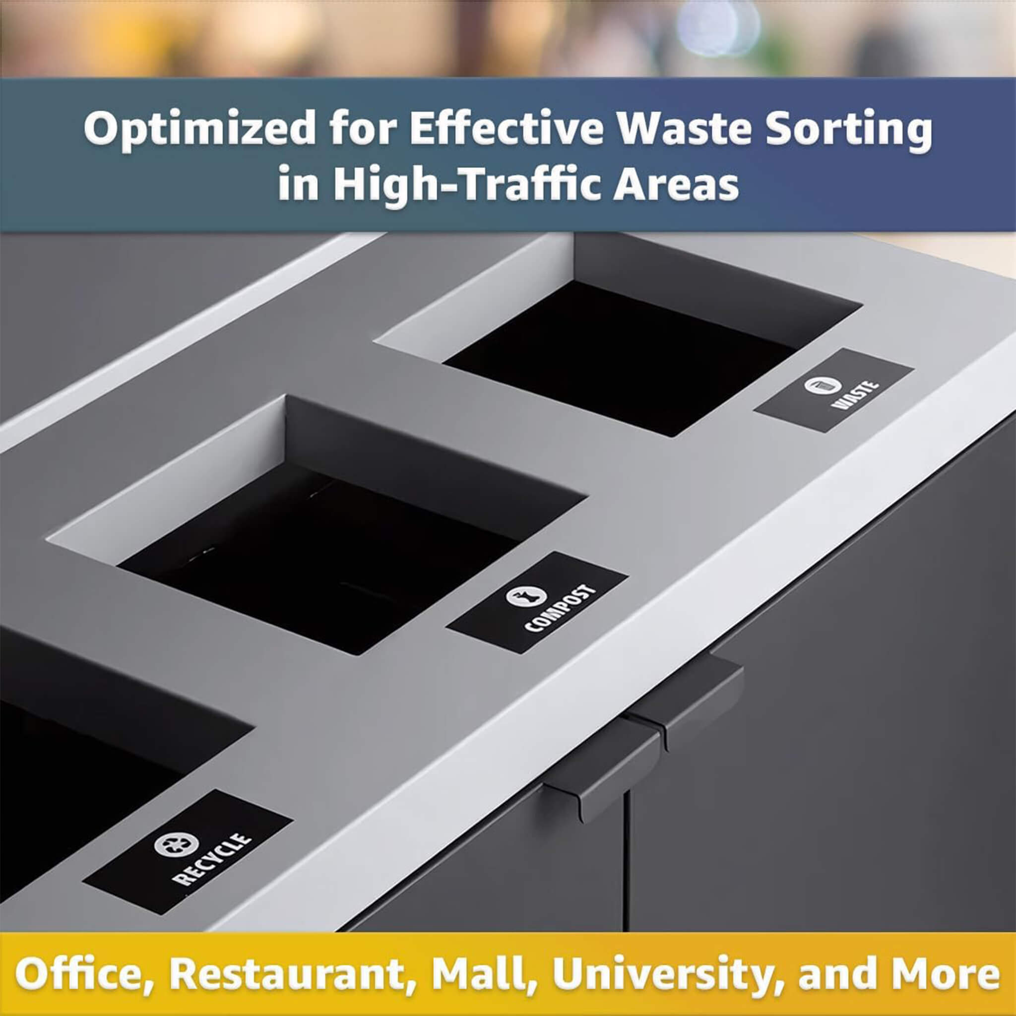86-Gallon Heavy-Duty Commercial Steel Three-Stream Trash Can Cabinet With Tray Holder (SAK31860)