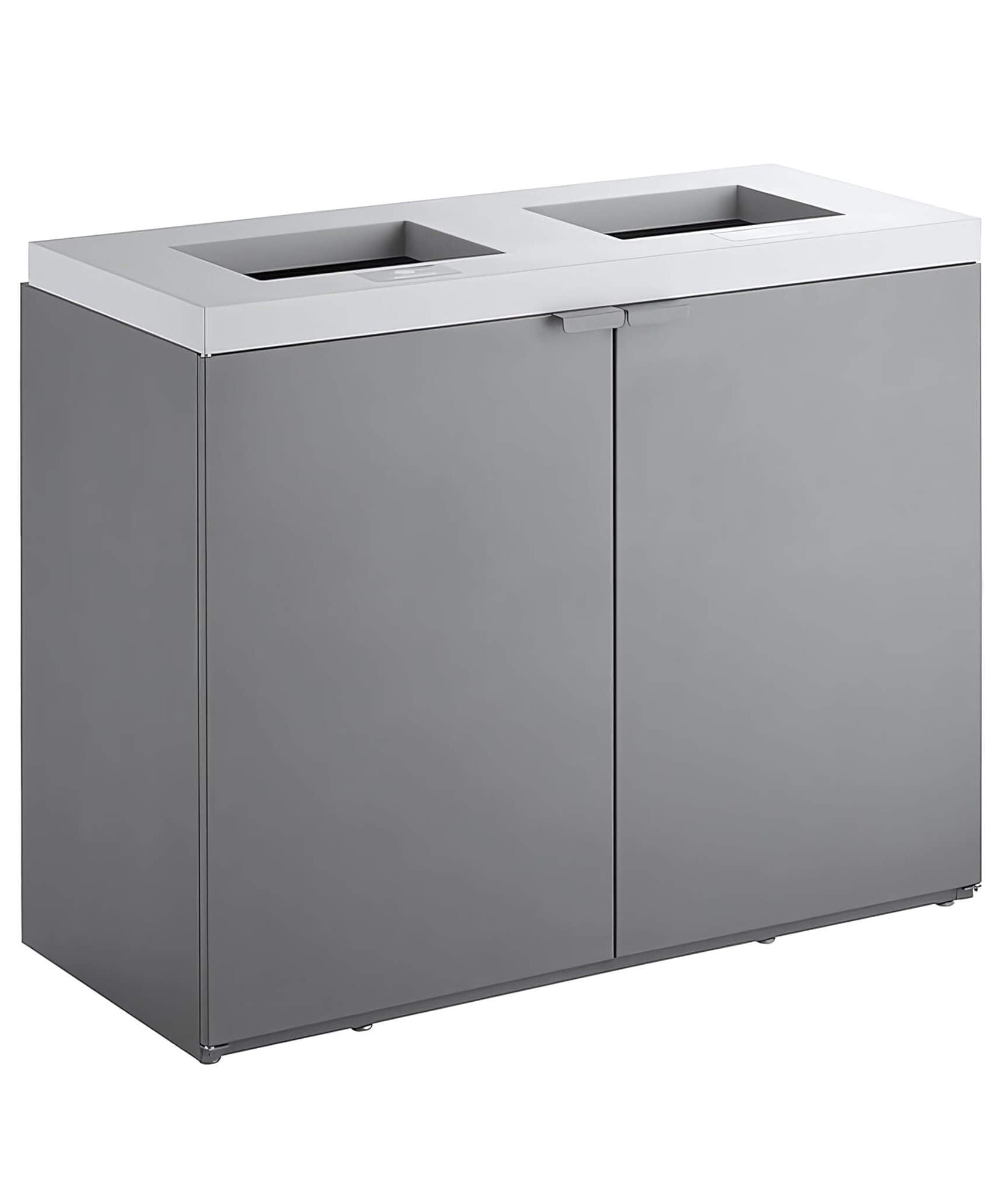 86-Gallon Heavy-Duty Commercial Steel Two-Stream Trash Can Cabinet (SAK74623)