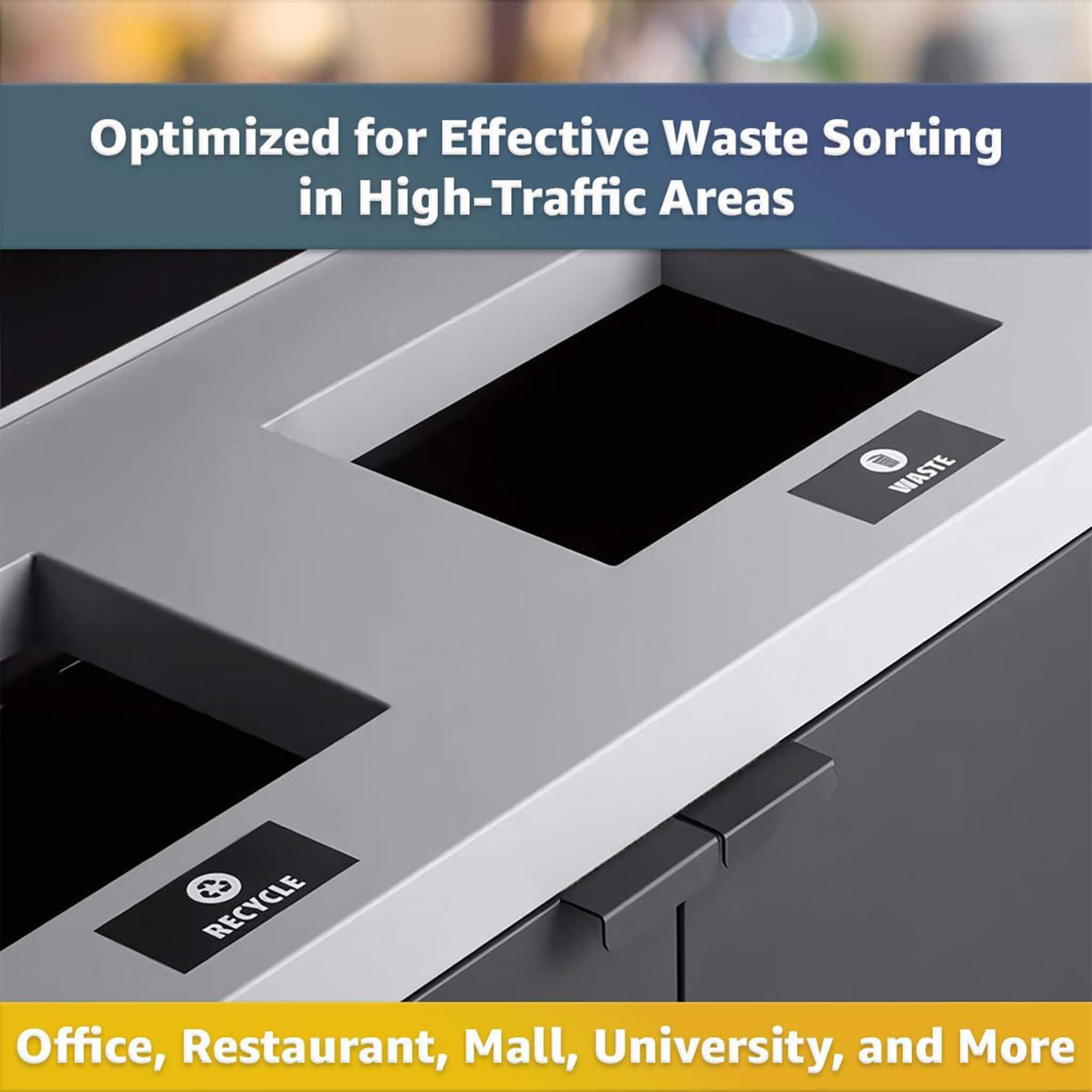 86-Gallon Heavy-Duty Commercial Steel Two-Stream Trash Can Cabinet With Panel (SAK73108)