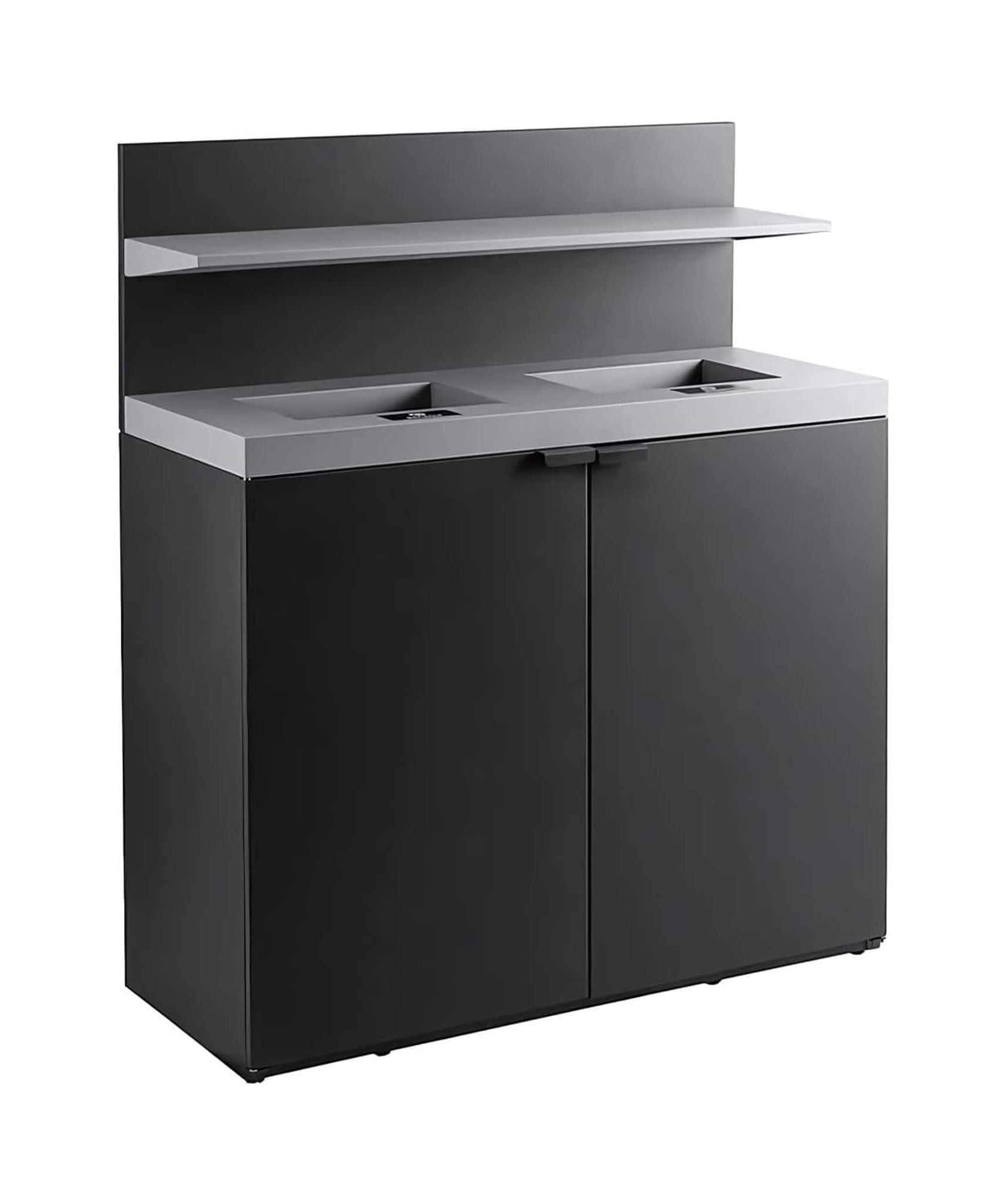 86-Gallon Heavy-Duty Commercial Steel Two-Stream Trash Can Cabinet With Tray Holder (SAK45079)