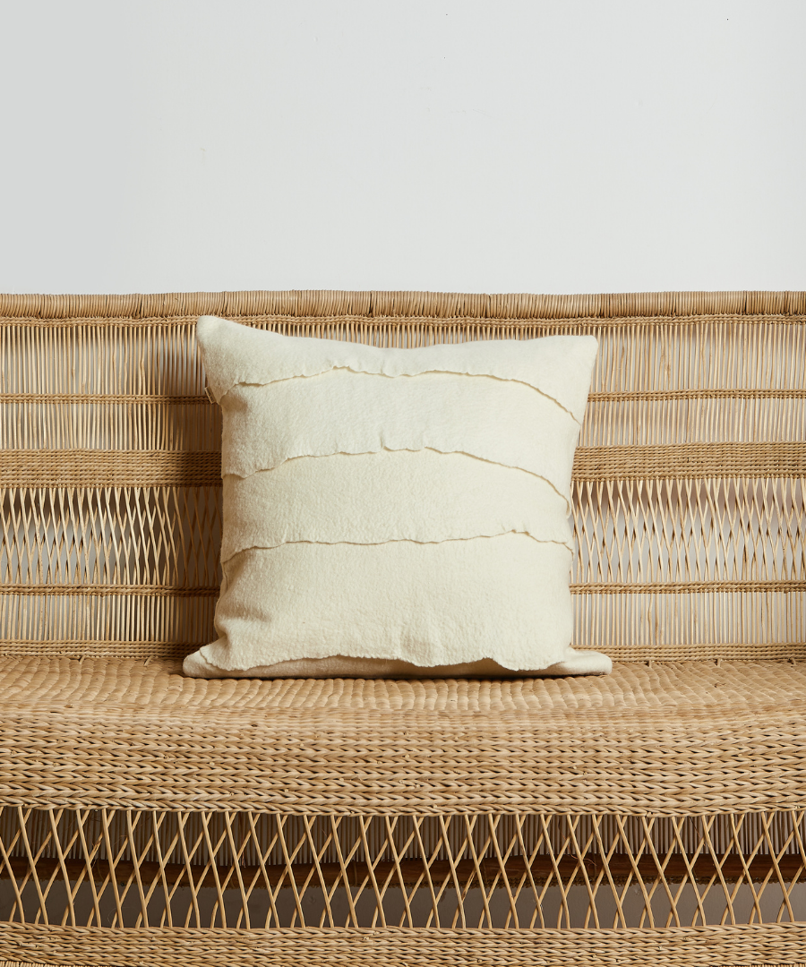 Layered Hand-Felted Merino Wool Throw Pillow