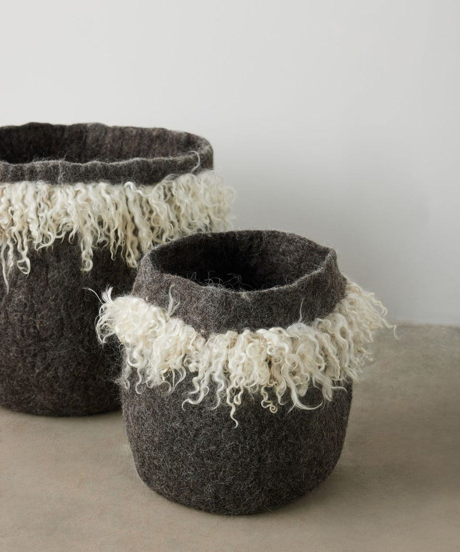 Grey Fringed Skirt Wool & Mohair Basket