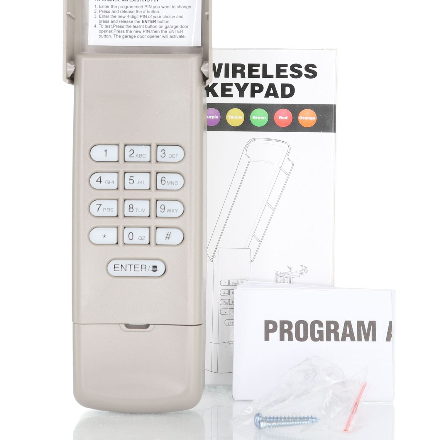 Anderic 877MAX Replacement Keypad Garage Door Opener Remote Control for Purple Yellow Green Red Orange Learning Button