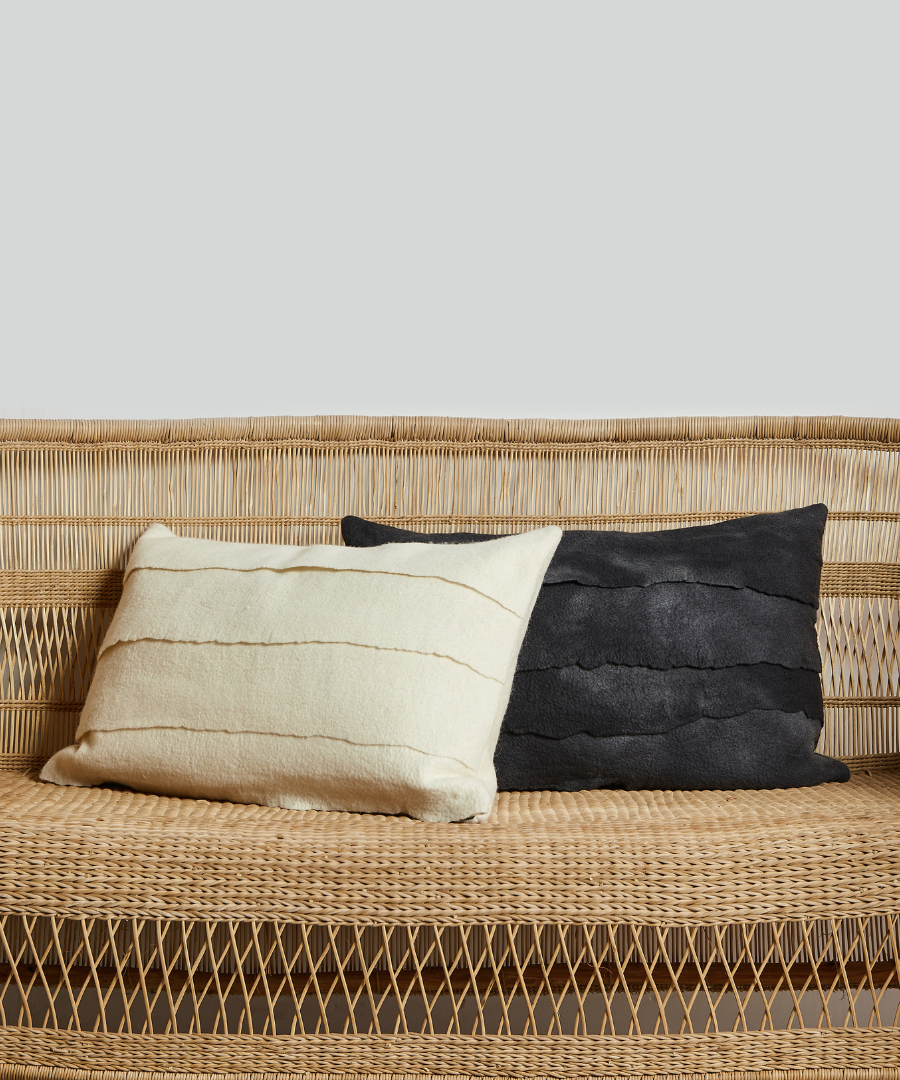 Layered Hand-Felted Merino Wool Throw Pillow