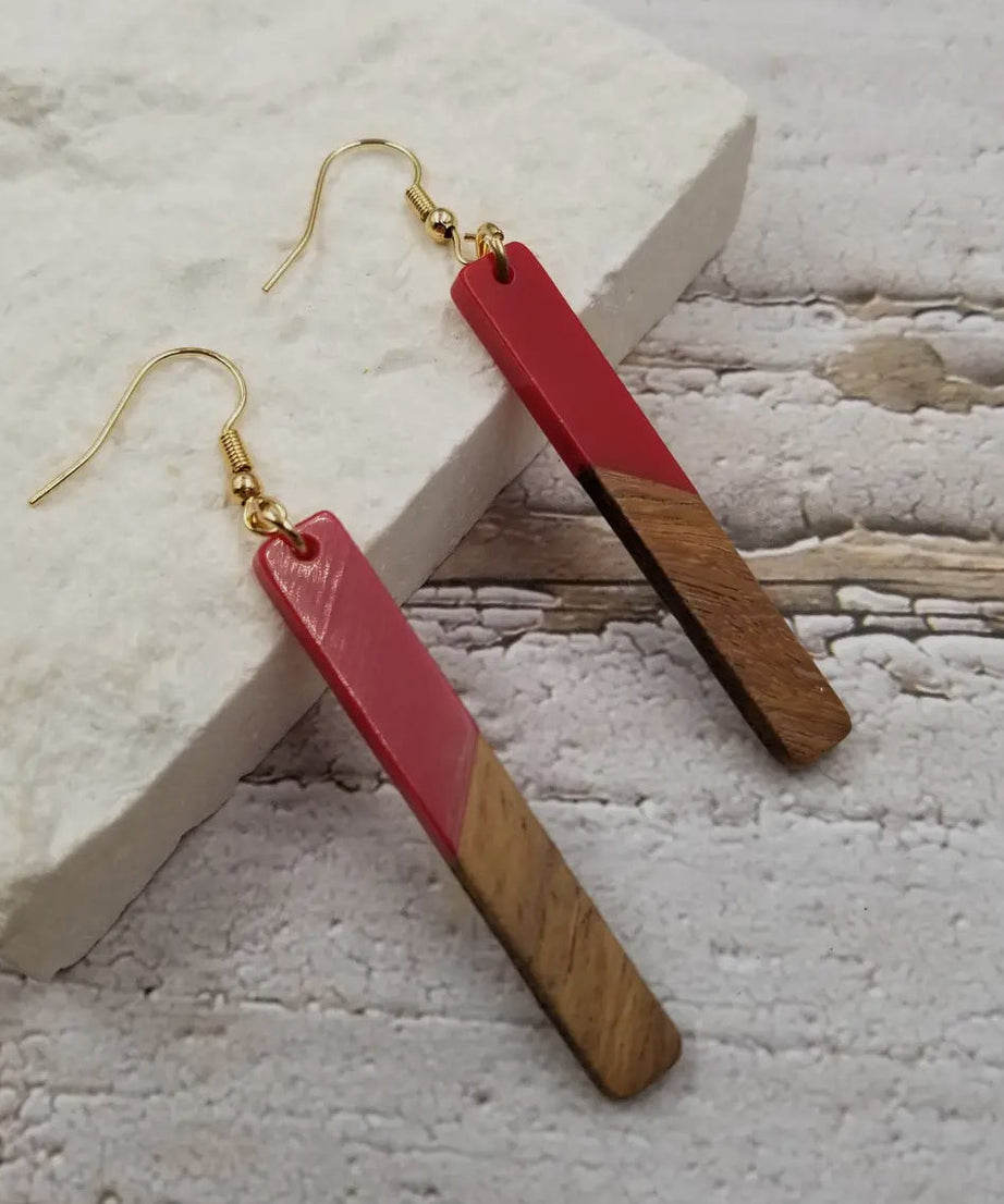 Resin Wood Earrings