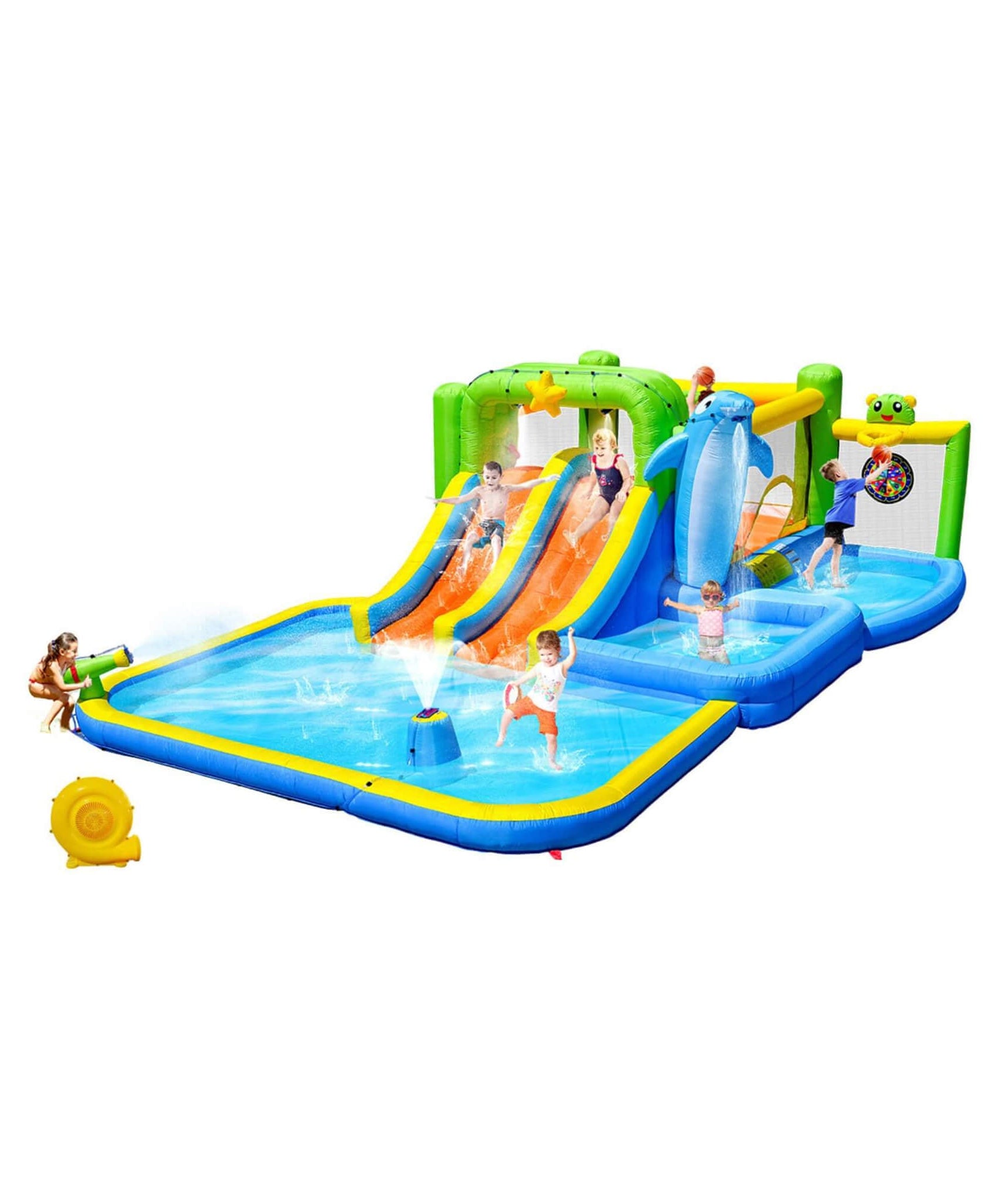 9-In-1 Inflatable Bounce House With Pool, Sprinkler, And Water Gun (SAK98154)