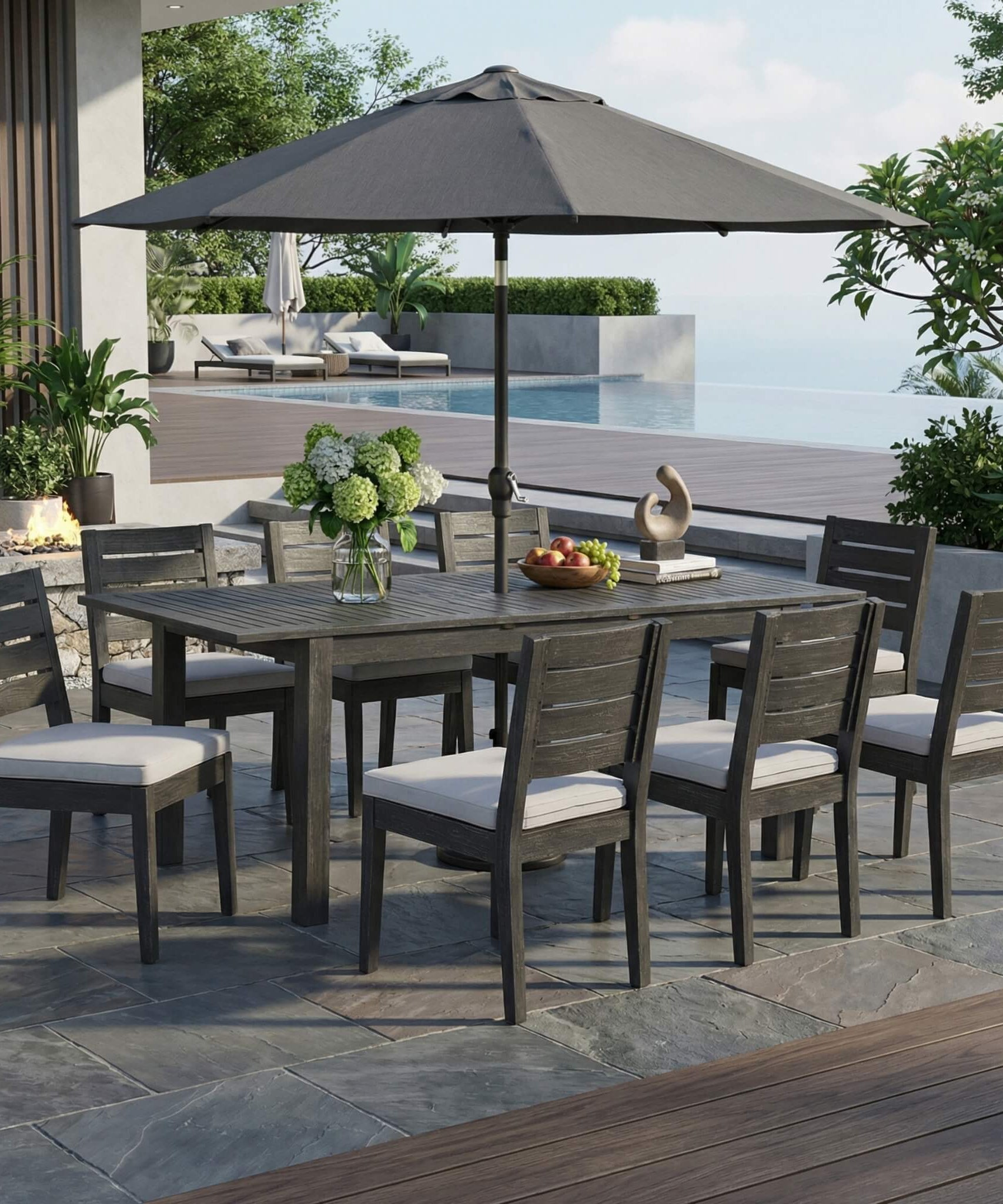 Alora 9-Piece Outdoor Dining Set With Extendable Acacia Wood Patio Table (SAK75134)