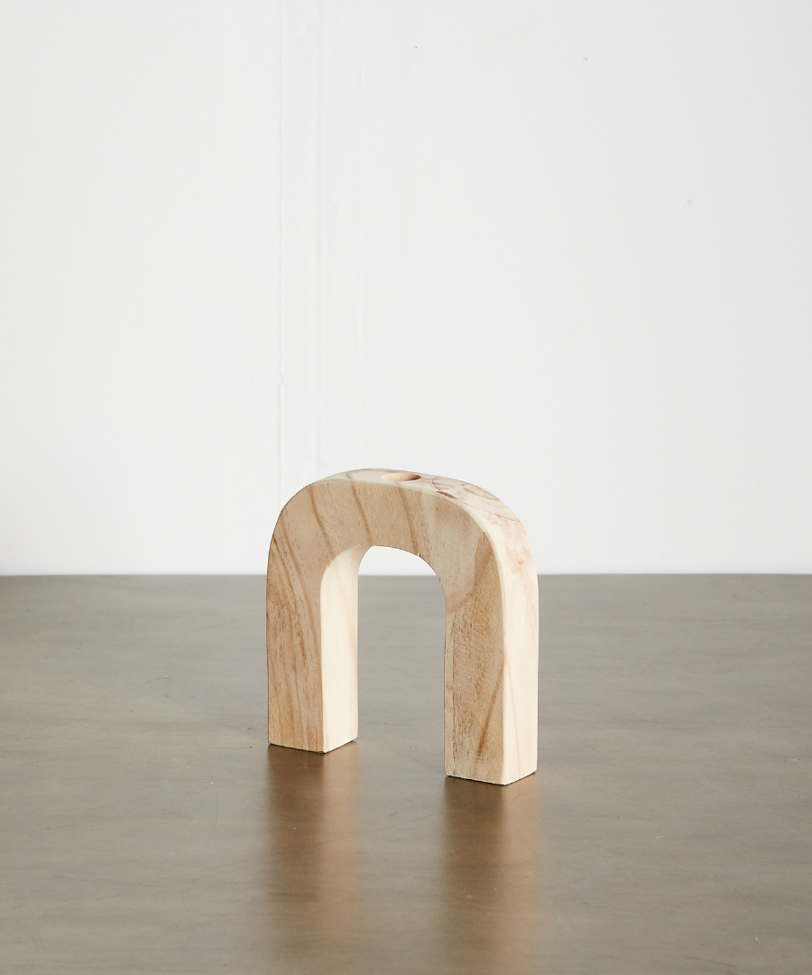 Arch Wooden Taper Candlestick Holder