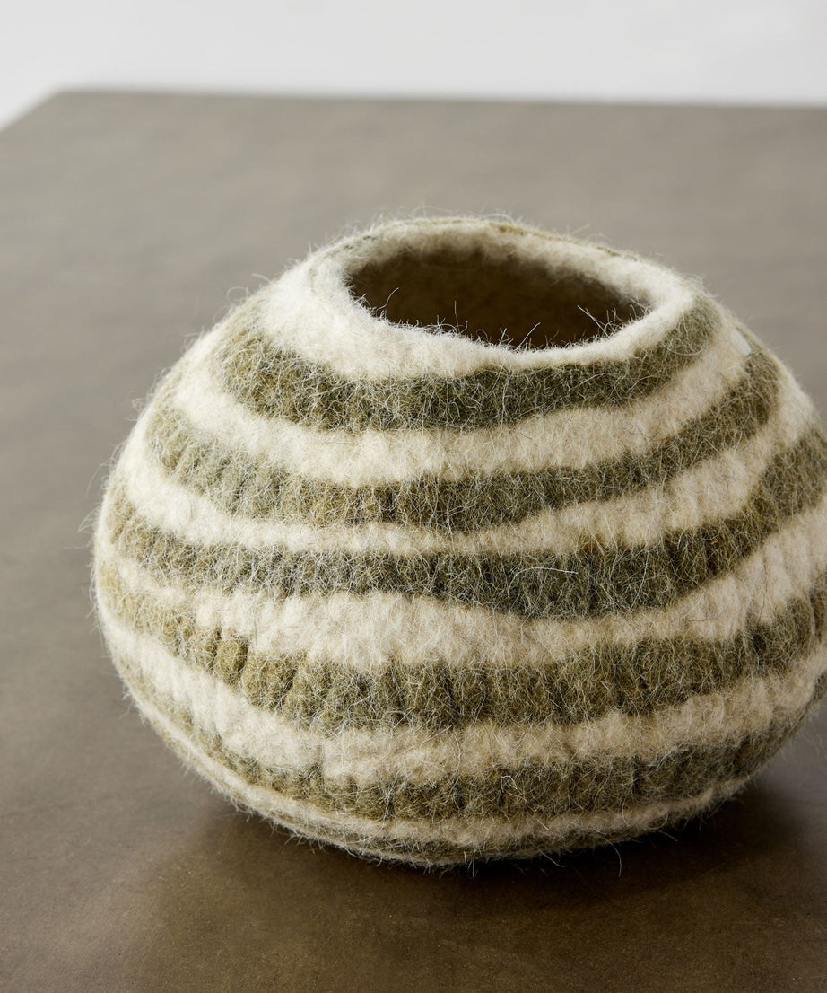 Olive Green Pathways Decorative Wool Ukhamba Bowl