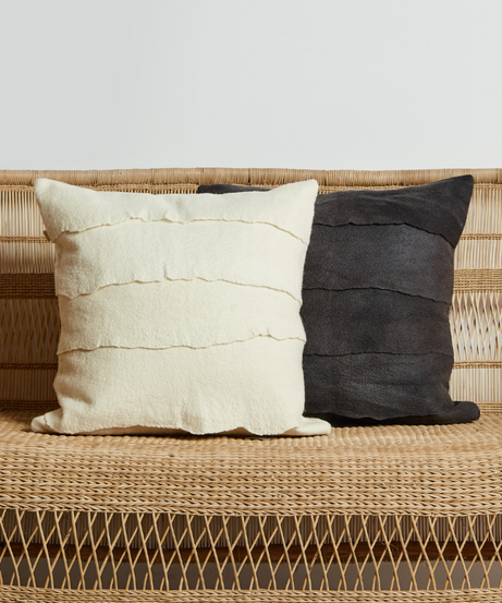 Layered Hand-Felted Merino Wool Throw Pillow