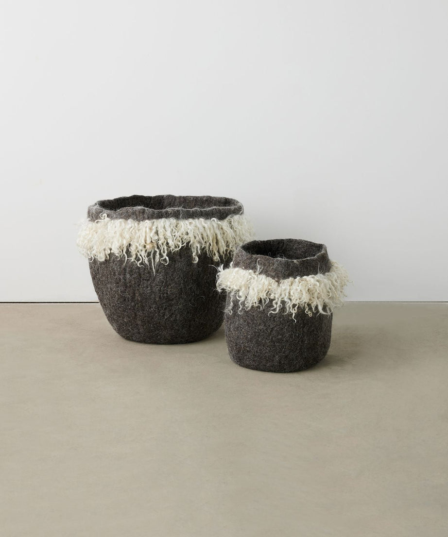 Grey Fringed Skirt Wool & Mohair Basket