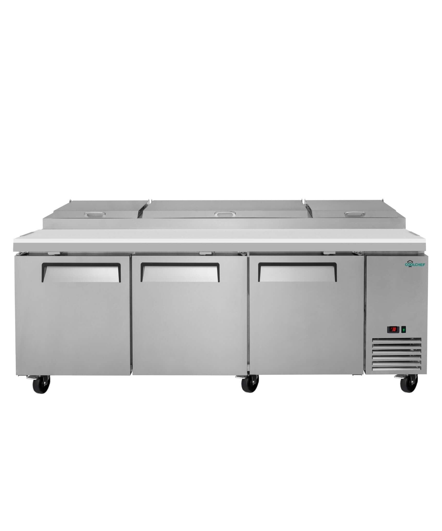Heavy-Duty 93-Inch Commercial Stainless Steel Pizza Prep Table With Refrigeration (SAK52193)