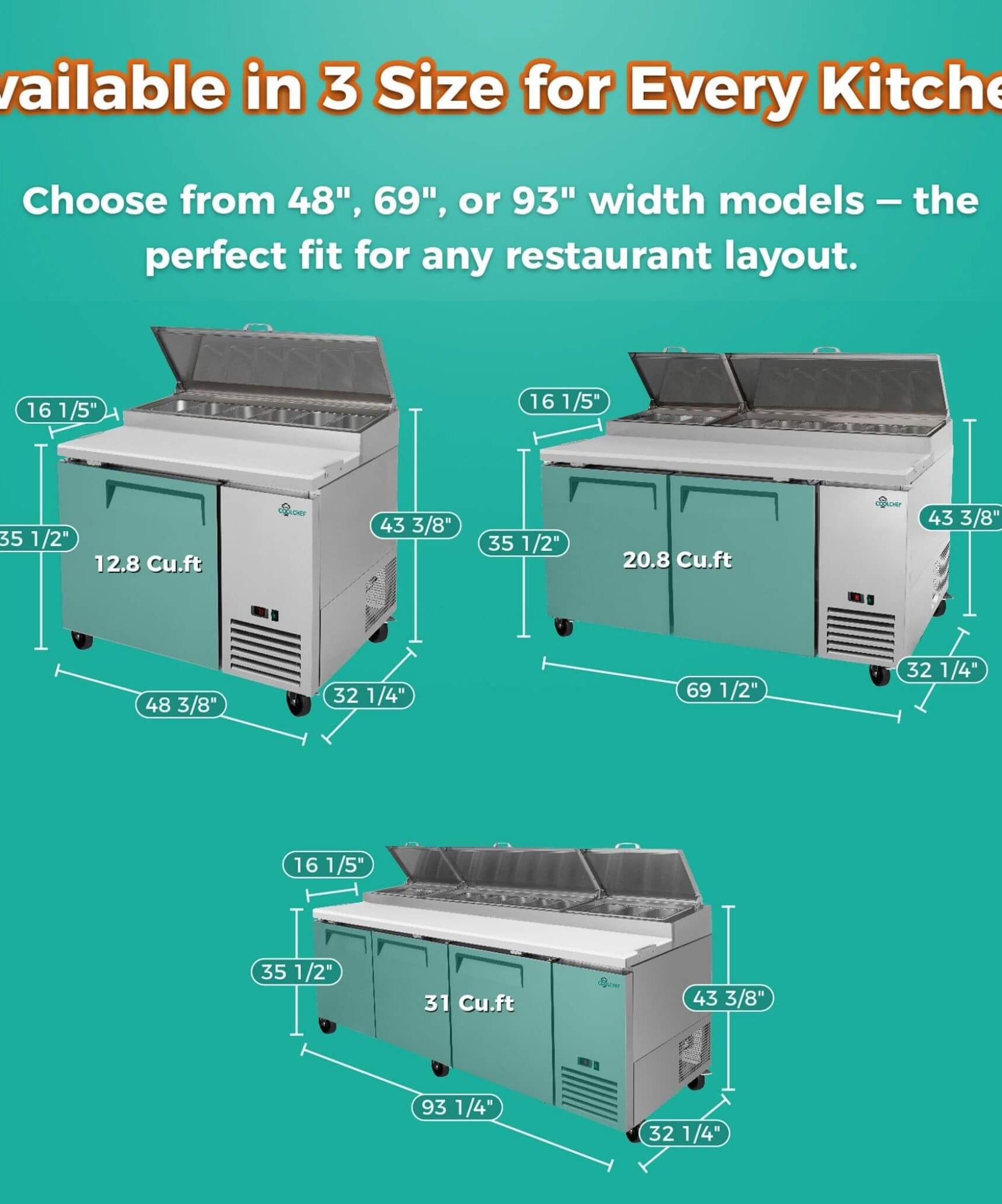 Heavy-Duty 93-Inch Commercial Stainless Steel Pizza Prep Table With Refrigeration (SAK52193)