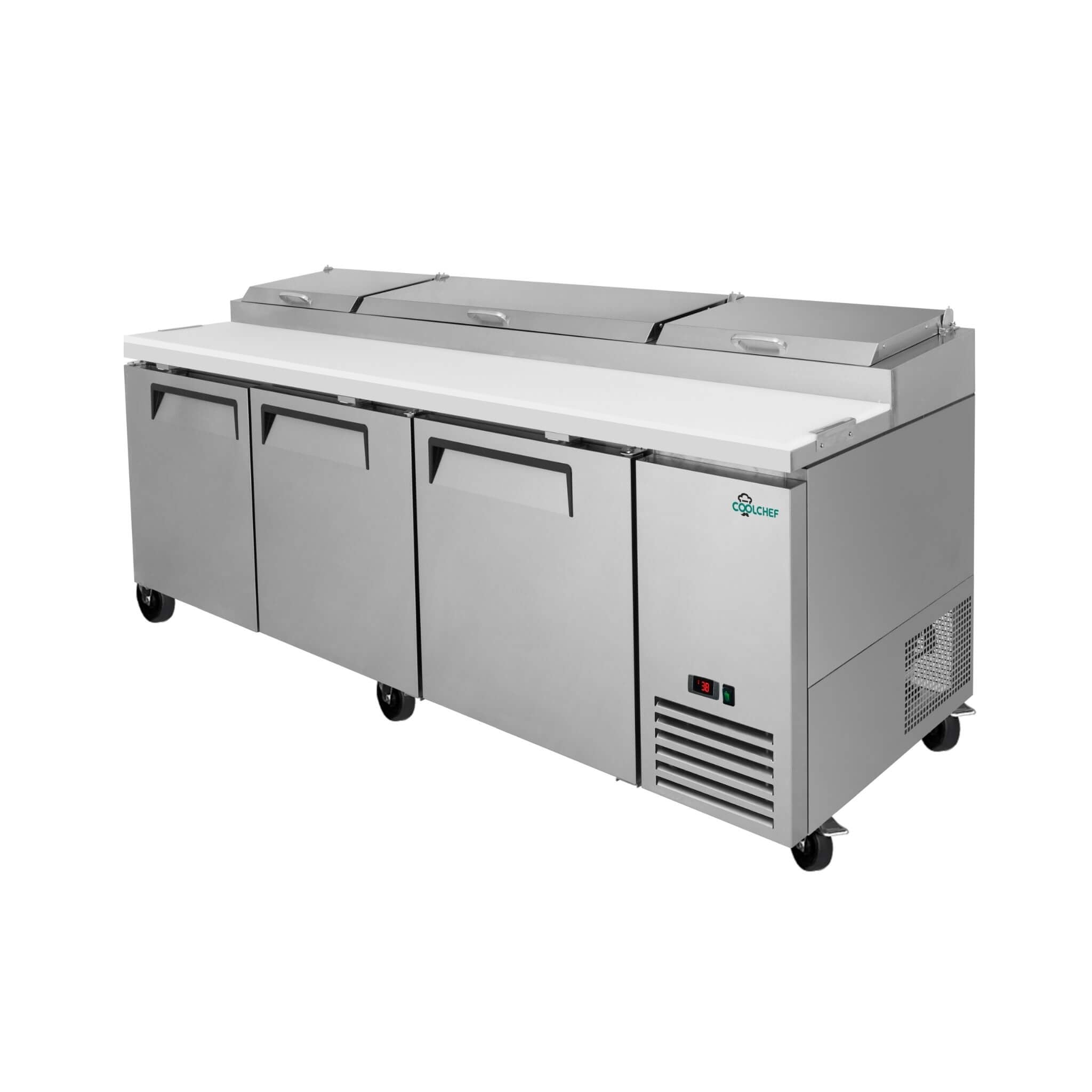 Heavy-Duty 93-Inch Commercial Stainless Steel Pizza Prep Table With Refrigeration (SAK52193)