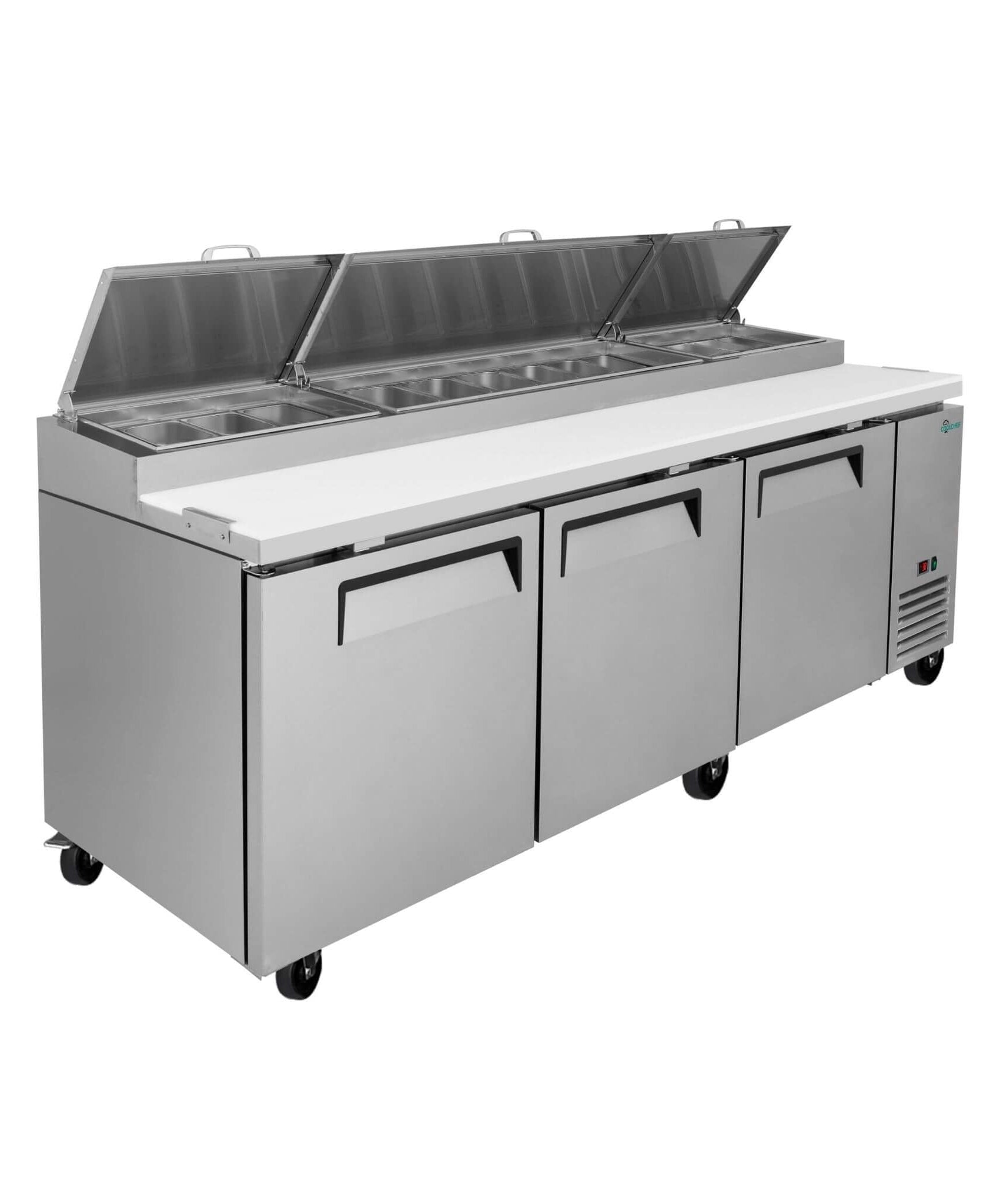 Heavy-Duty 93-Inch Commercial Stainless Steel Pizza Prep Table With Refrigeration (SAK52193)