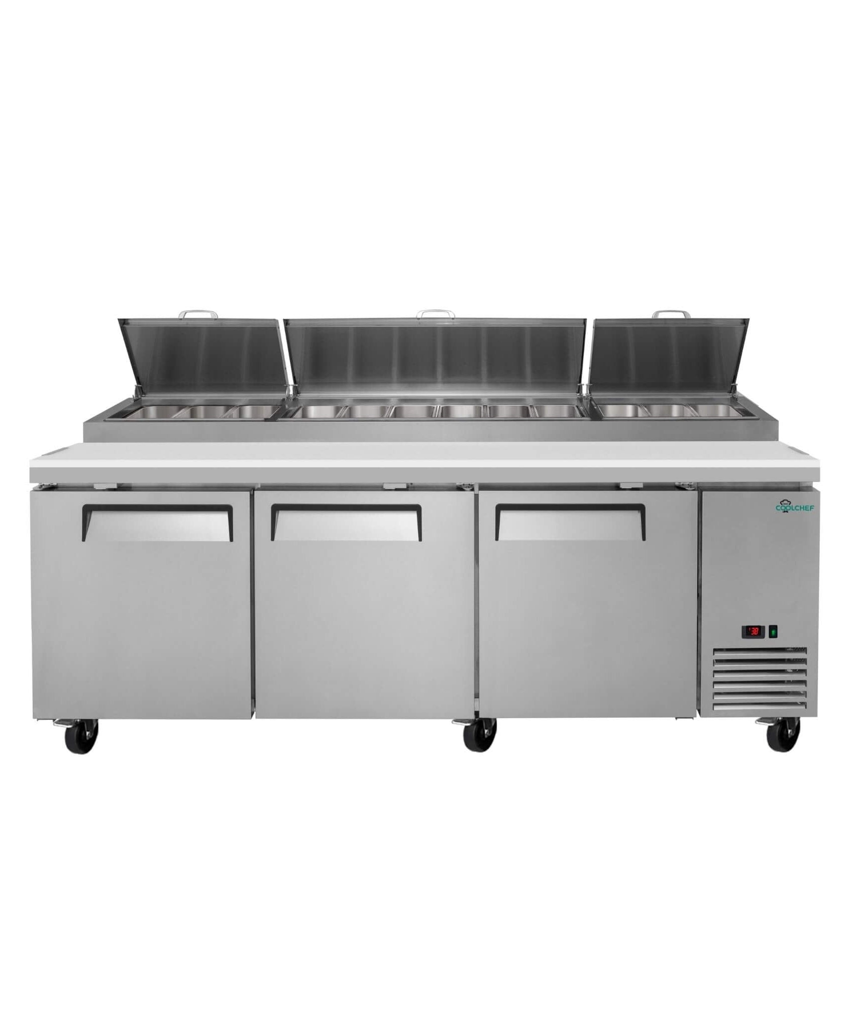 Heavy-Duty 93-Inch Commercial Stainless Steel Pizza Prep Table With Refrigeration (SAK52193)
