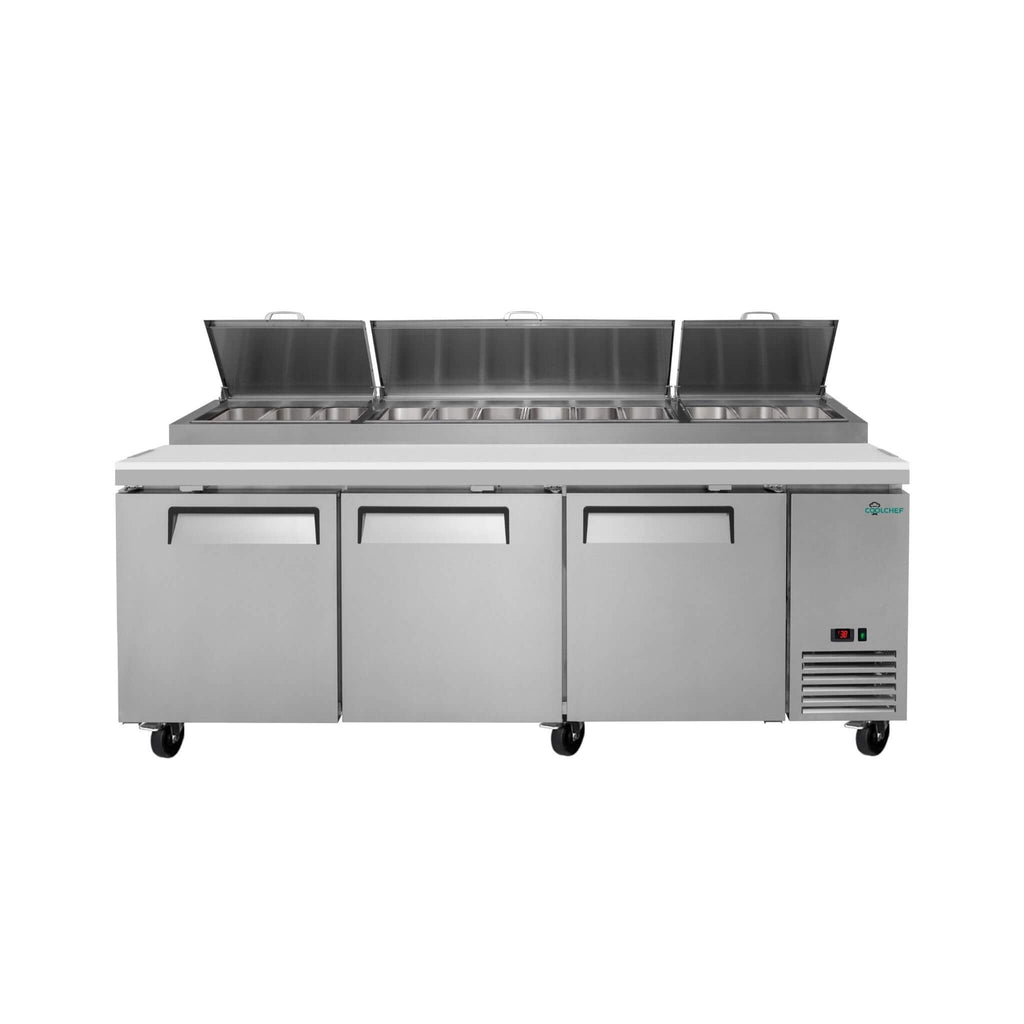 Heavy-Duty 93-Inch Commercial Stainless Steel Pizza Prep Table With Refrigeration (SAK52193)