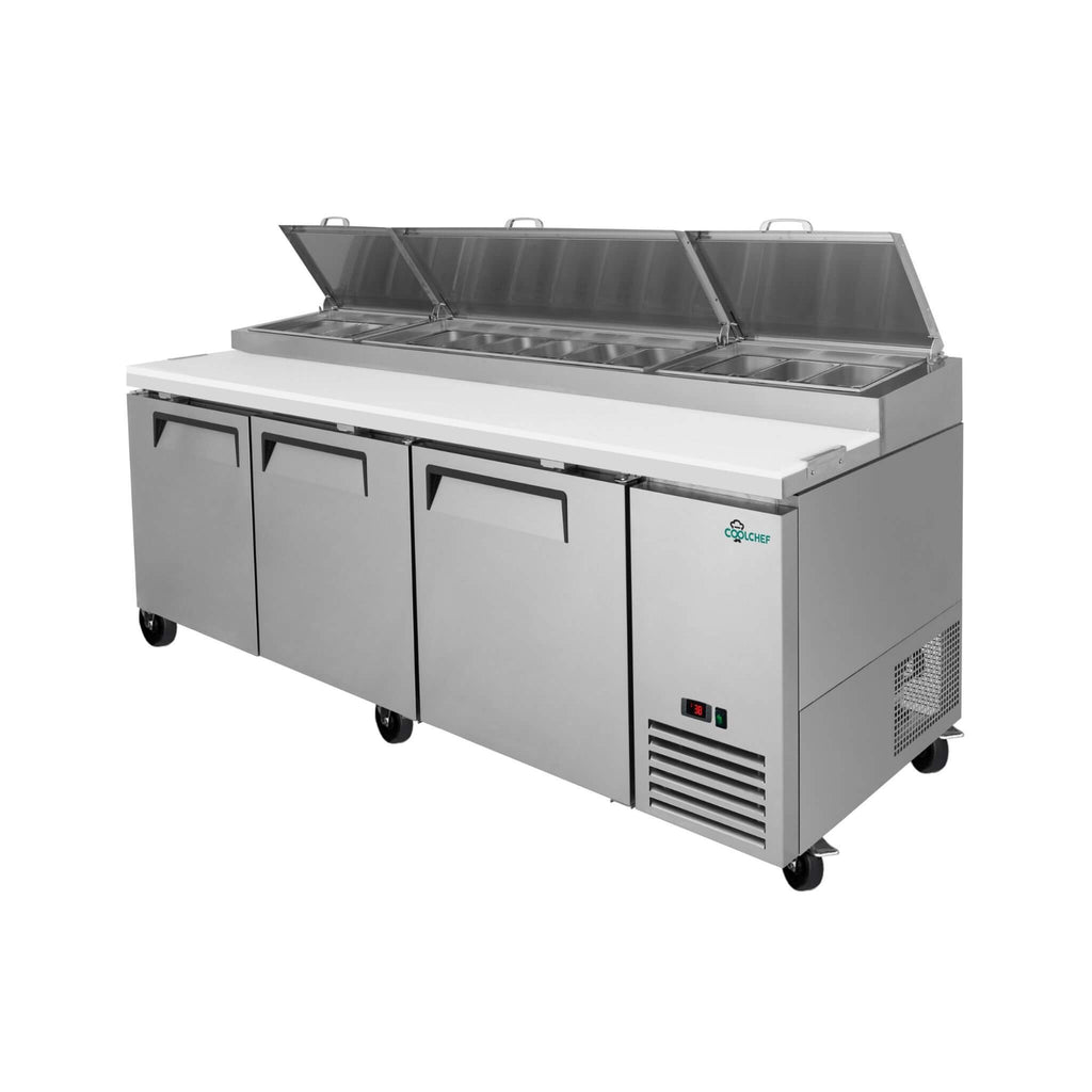 Heavy-Duty 93-Inch Commercial Stainless Steel Pizza Prep Table With Refrigeration (SAK52193)