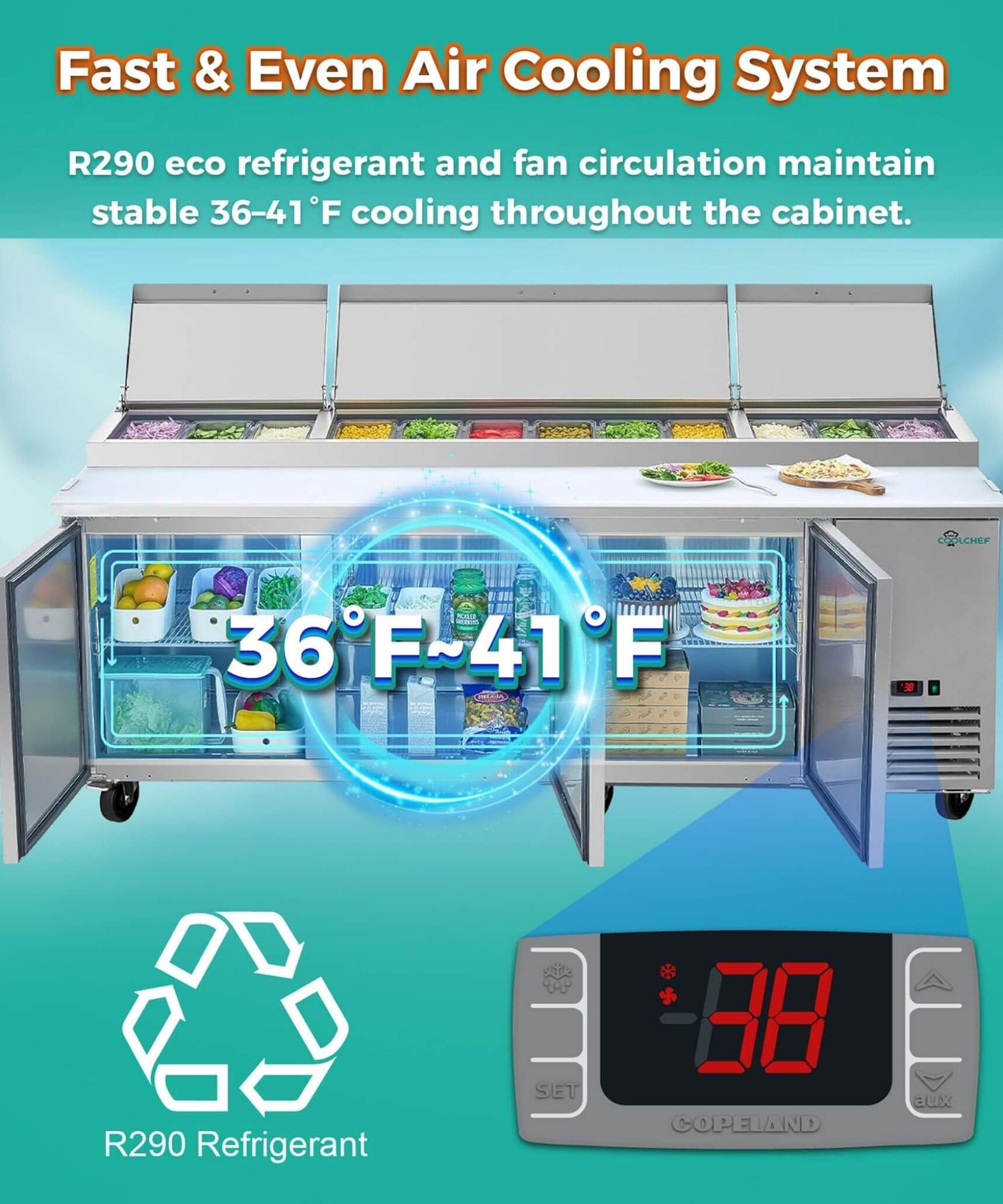 Heavy-Duty 93-Inch Commercial Stainless Steel Pizza Prep Table With Refrigeration (SAK52193)