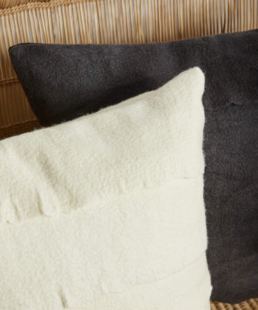 Layered Hand-Felted Merino Wool Throw Pillow