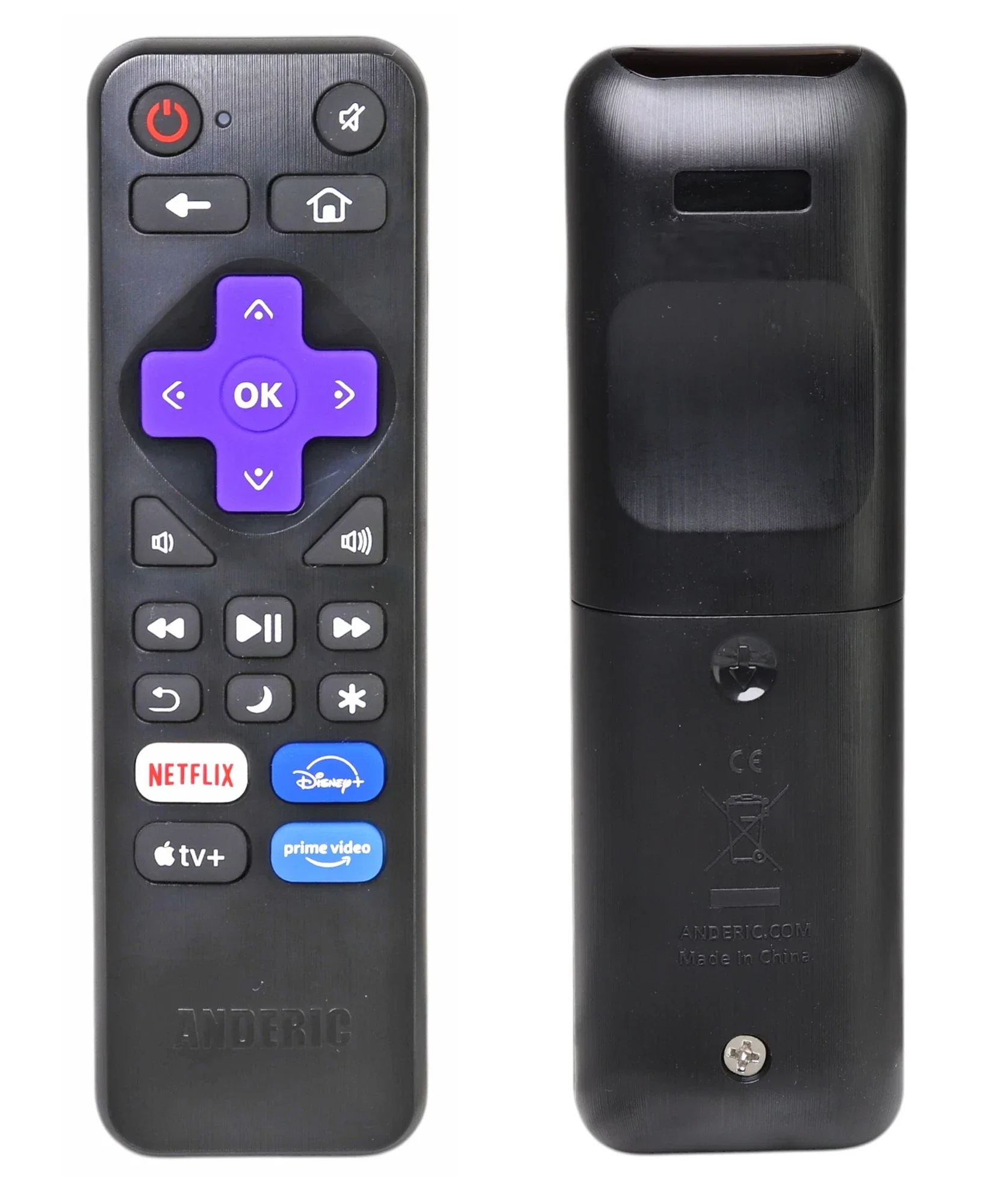 Anderic RRST01.26 Universal for all Roku Players and TV's with Learning | Replaces RC-ALIR, RC-CHIR, RC280, Ultra, Express, and more