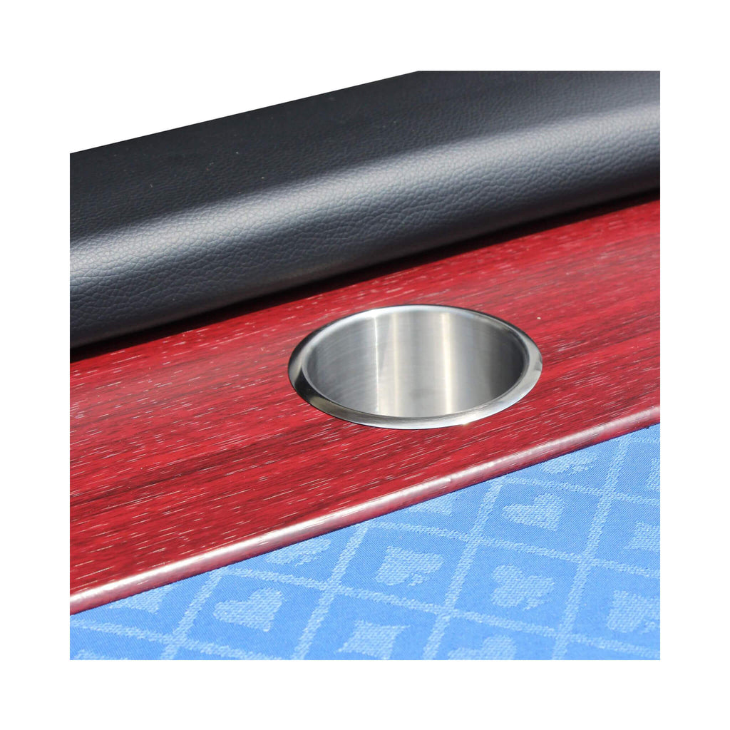 Premium 96-Inch Poker Table With Speed Cloth And Wooden Texture Racetrack For 10 Players (SAK75023)