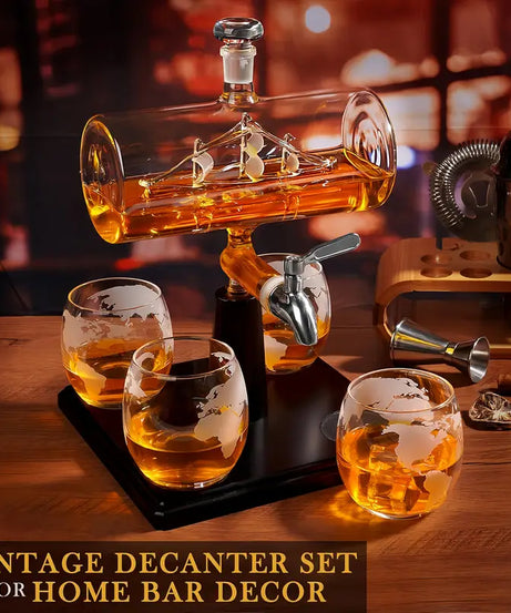 Maritime Sailboat Whiskey Decanter Set
