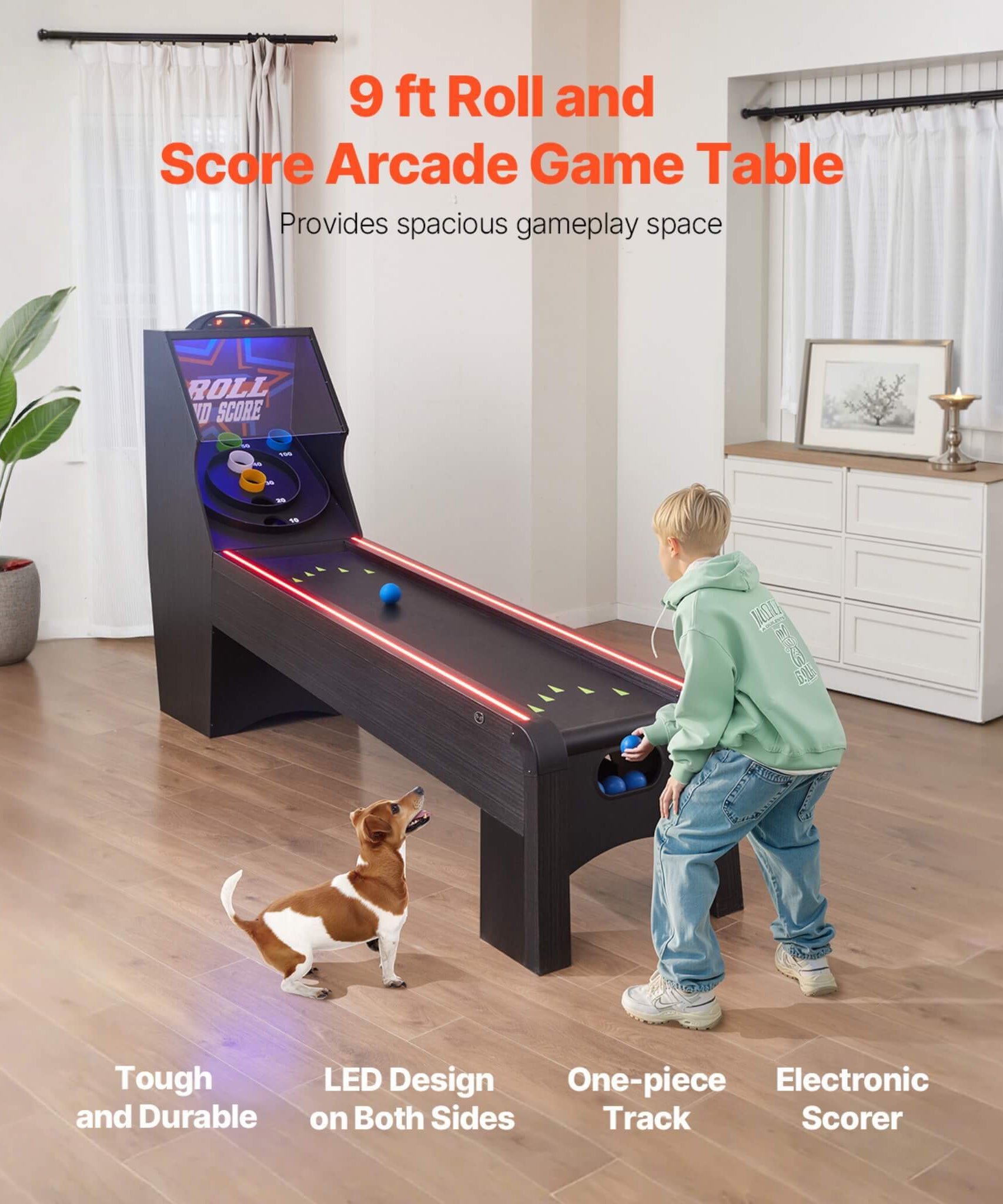 9FT Roll And Score Game Table With Automatic Ball Return (SAK49172)