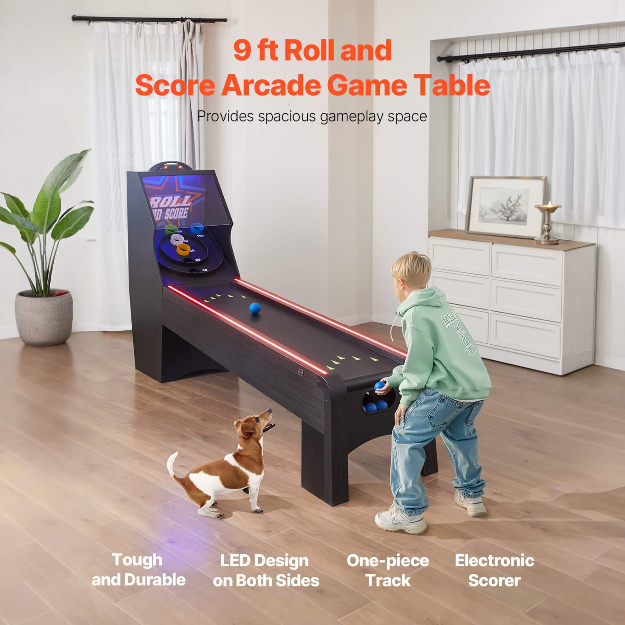 9FT Roll And Score Game Table With Automatic Ball Return (SAK49172)