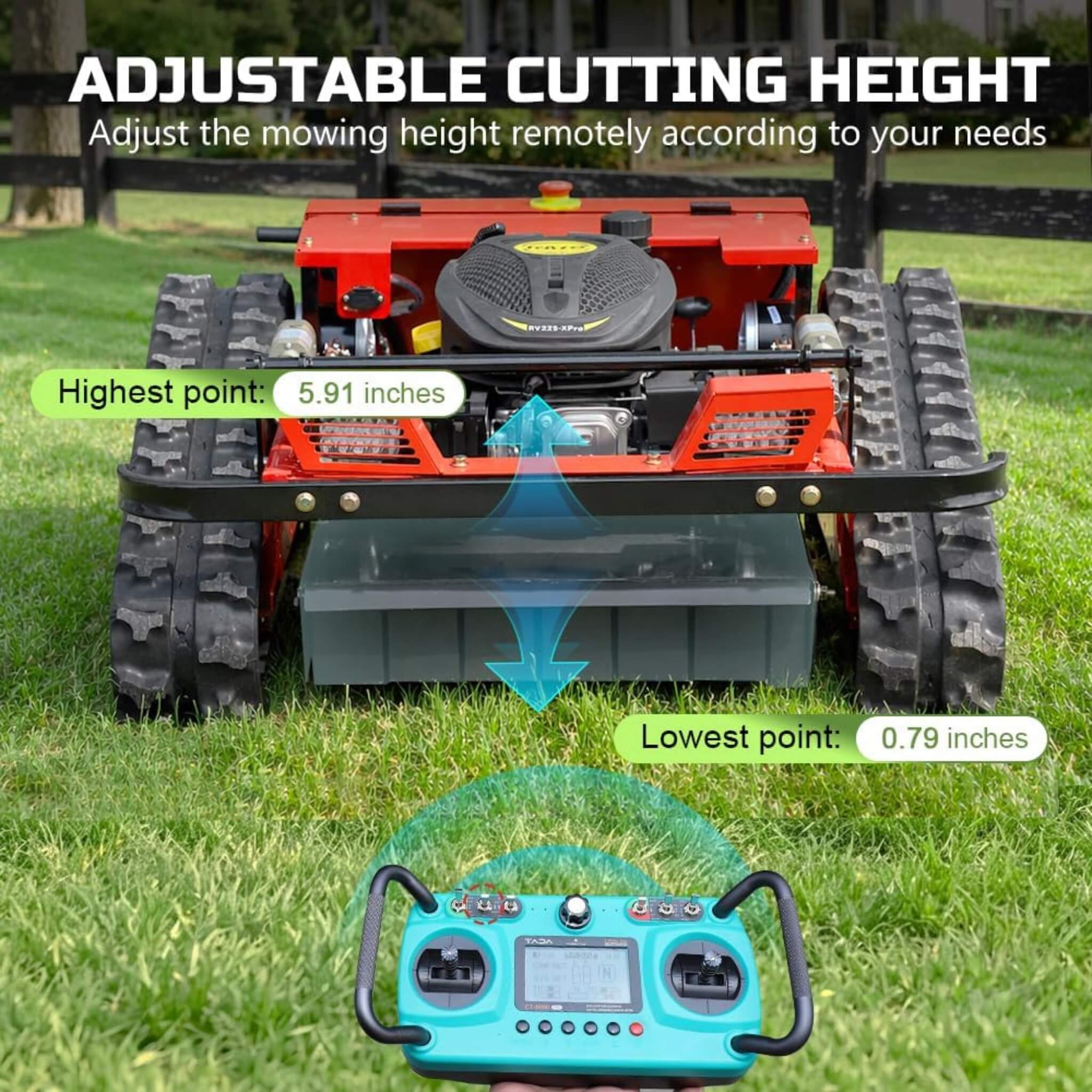 Heavy-Duty 9HP 225CC Remote-Controlled All-Terrain Gas-Powered Lawn Mower With 21-Inch Cutting Width (SAK78412)