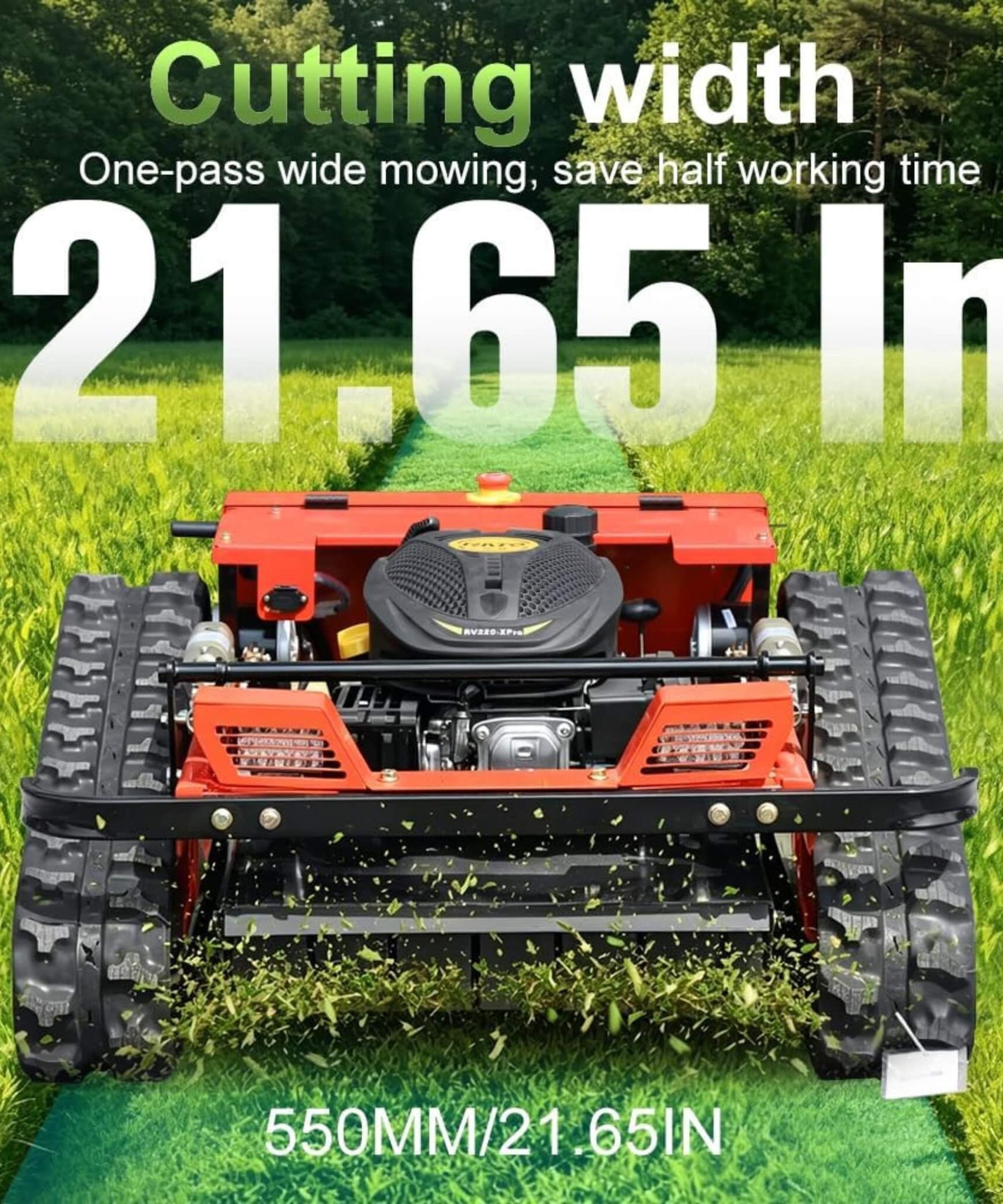 Heavy-Duty 9HP 225CC Remote-Controlled All-Terrain Gas-Powered Lawn Mower With 21-Inch Cutting Width (SAK78412)