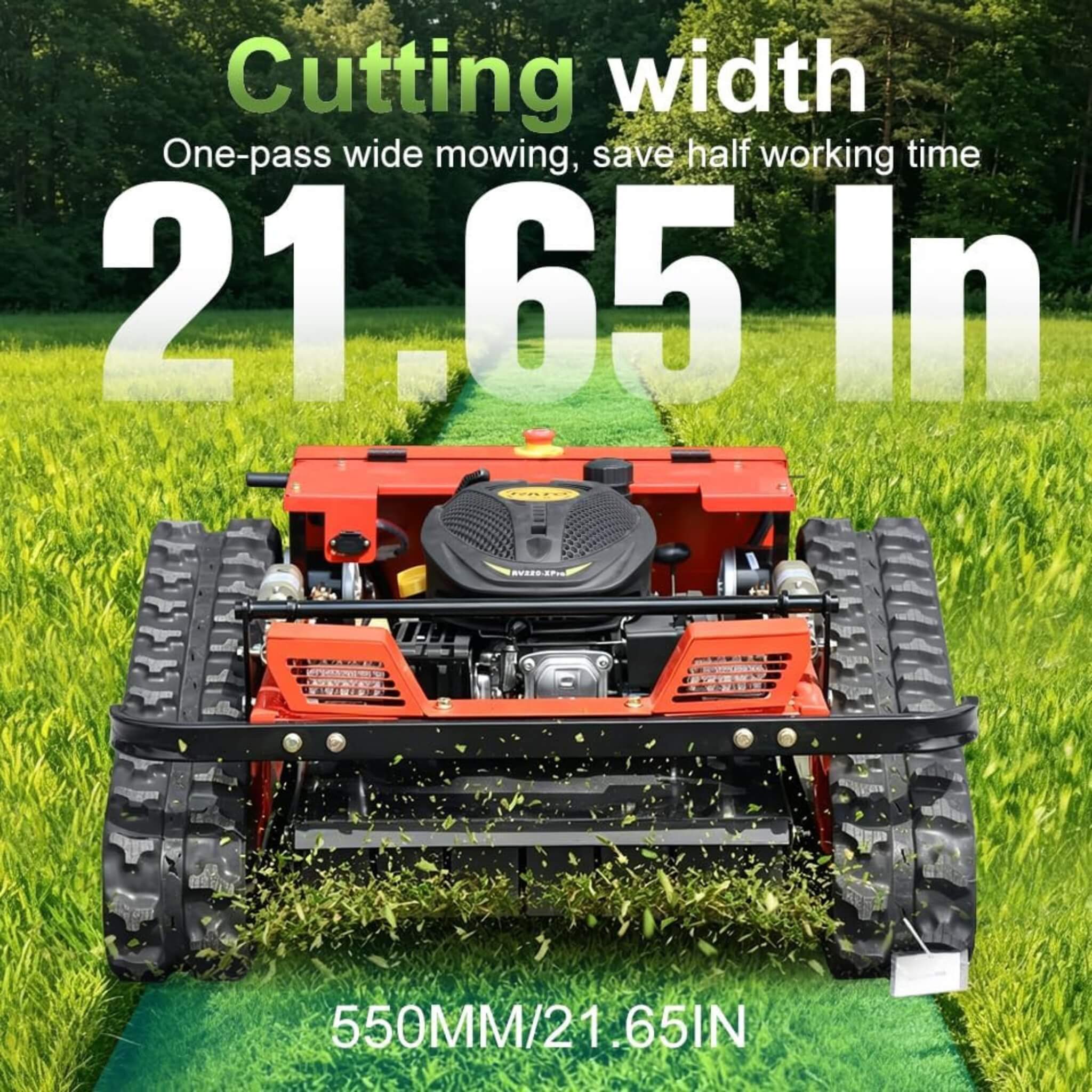 Heavy-Duty 9HP 225CC Remote-Controlled All-Terrain Gas-Powered Lawn Mower With 21-Inch Cutting Width (SAK78412)