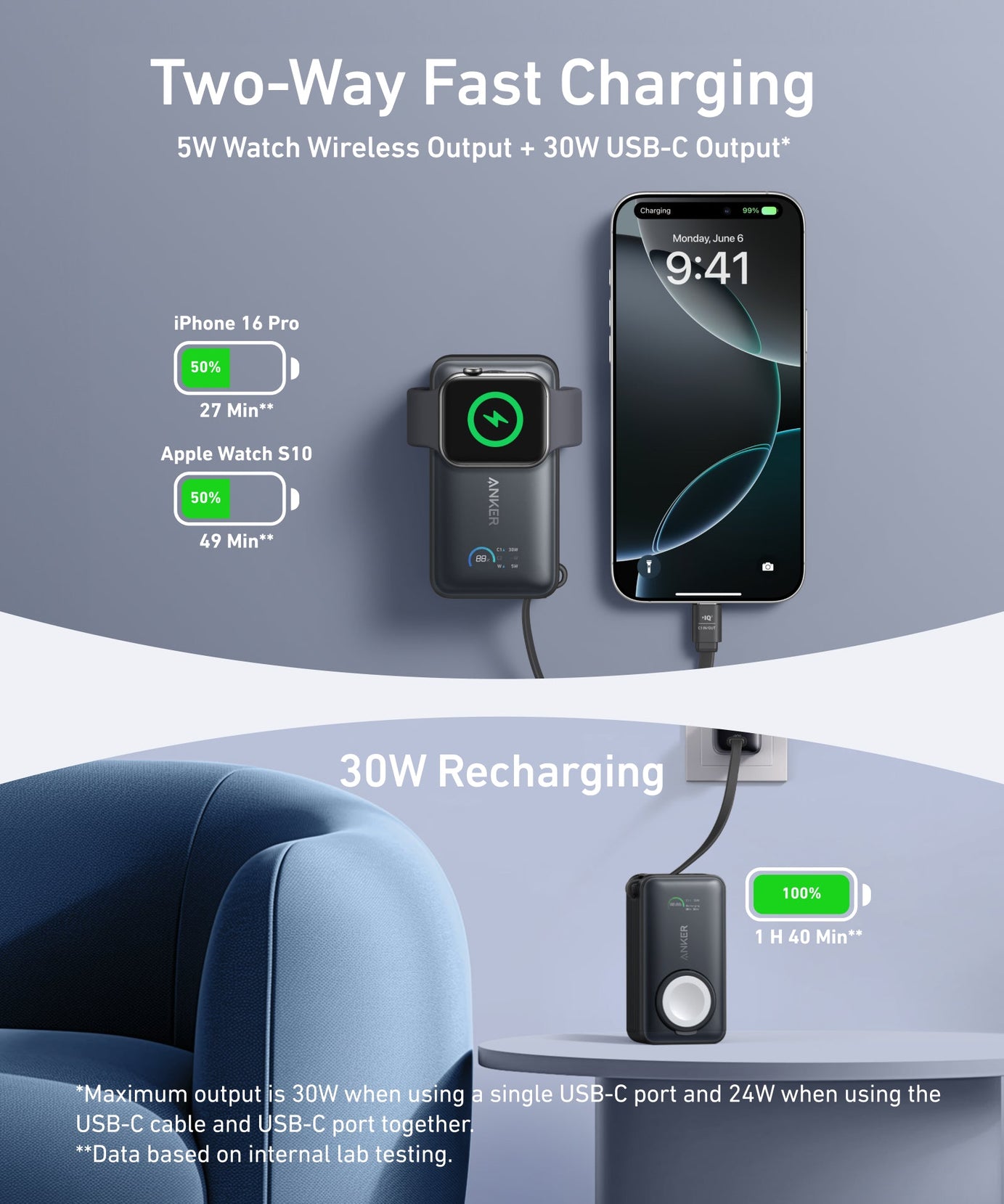 Anker MagGo Power Bank (10K, 35W, For Apple Watch)